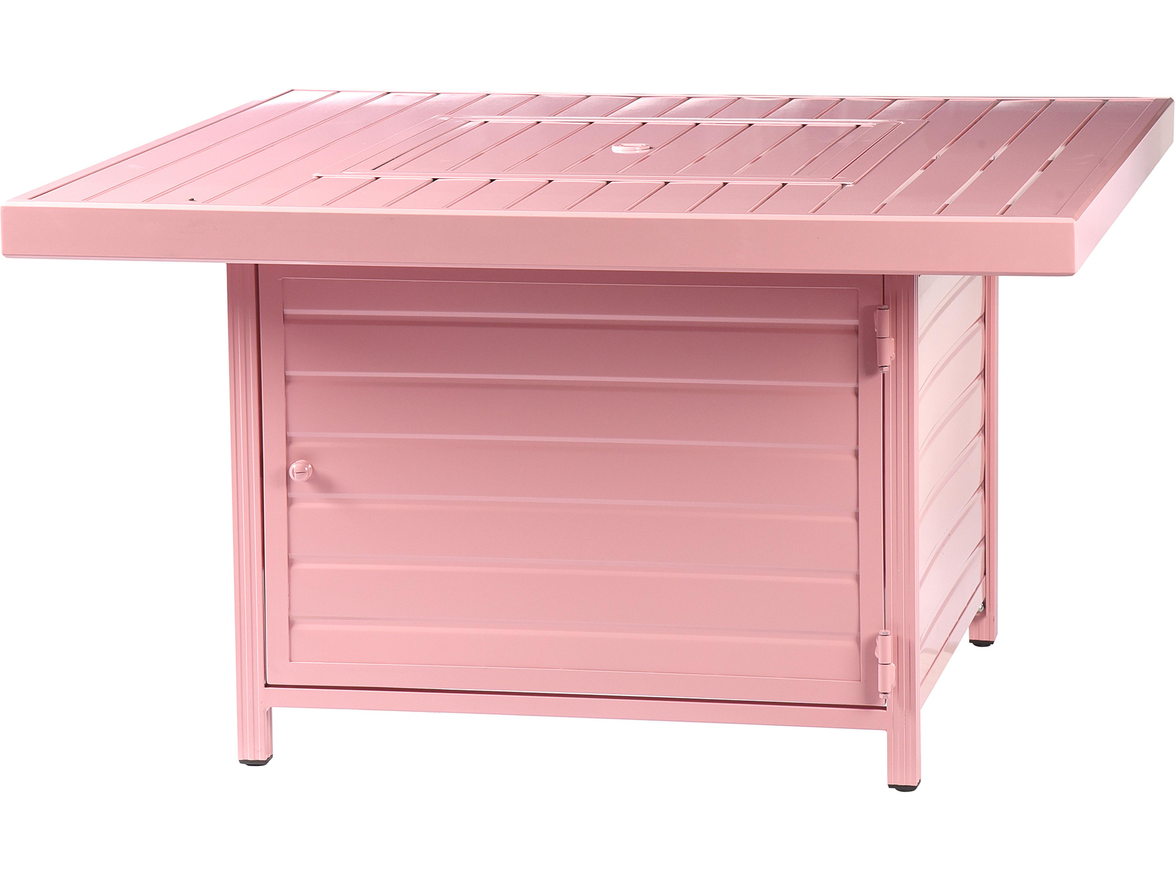 Oakland Living Square Aluminum Propane Outdoor Patio Fire Pit Table with Glass Beads