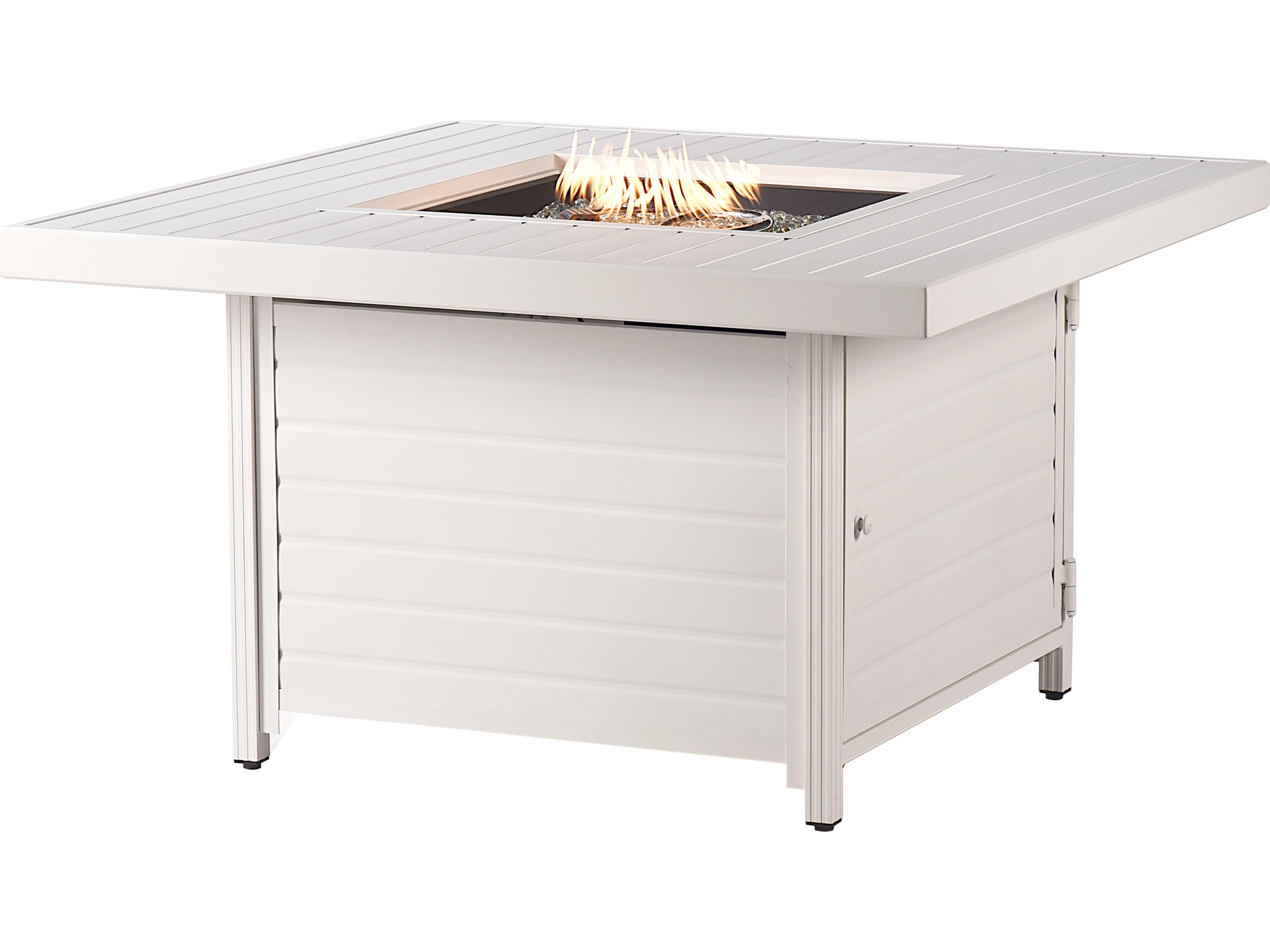Square Aluminum Propane Patio Fire Pit Table with Glass Beads