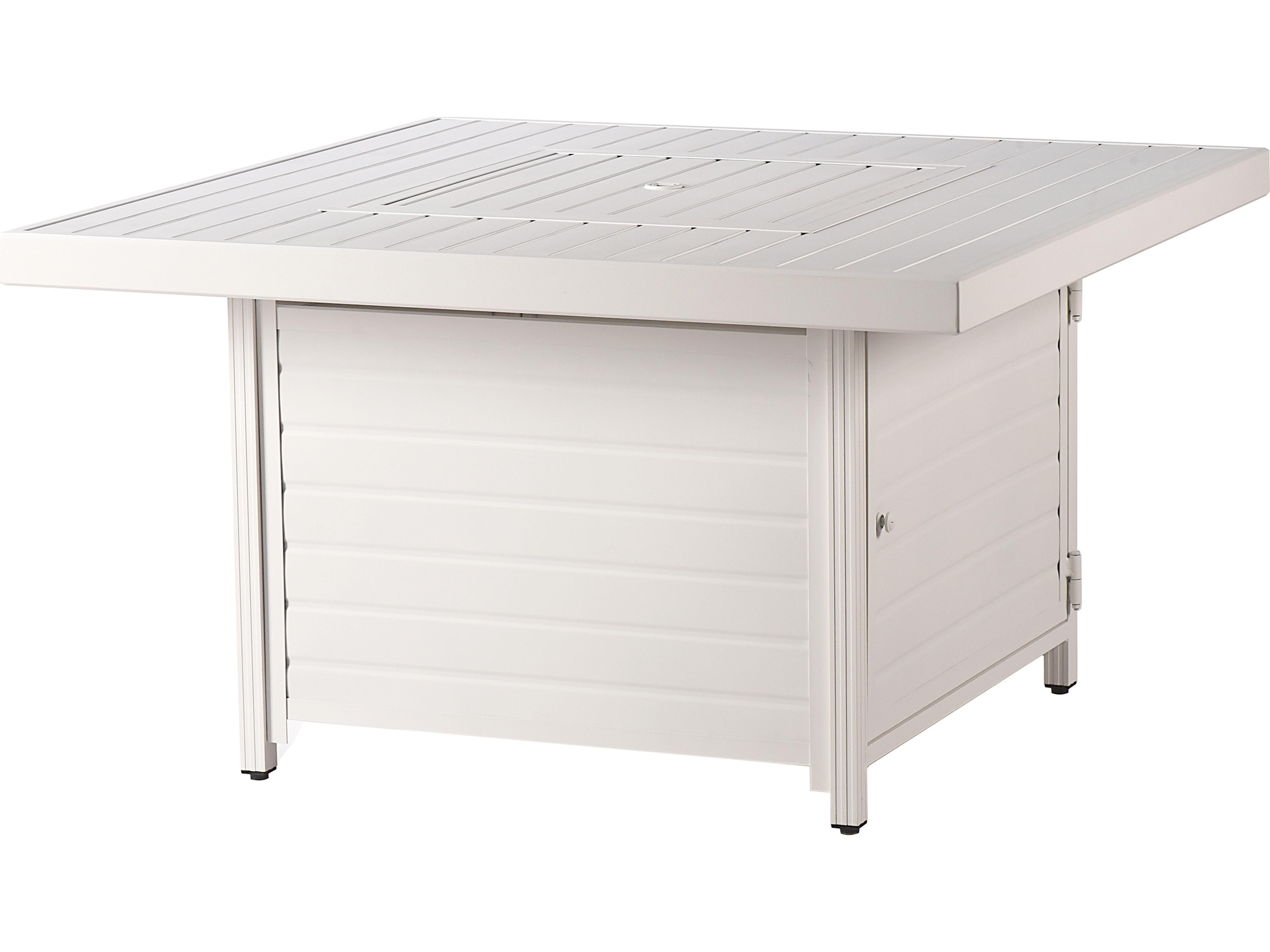 Oakland Living Square Aluminum Propane Patio Fire Pit Table with Glass Beads