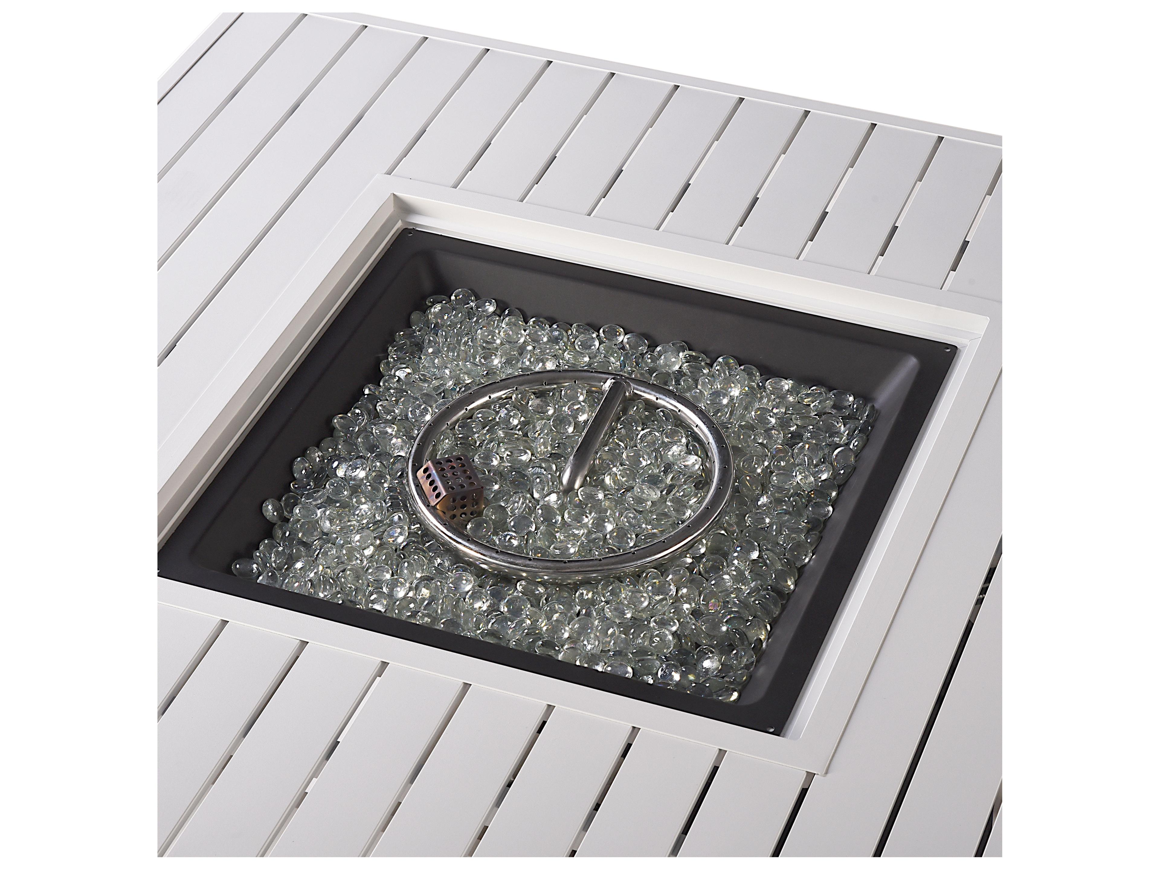 Oakland Living Square Aluminum Propane Patio Fire Pit Table with Glass Beads