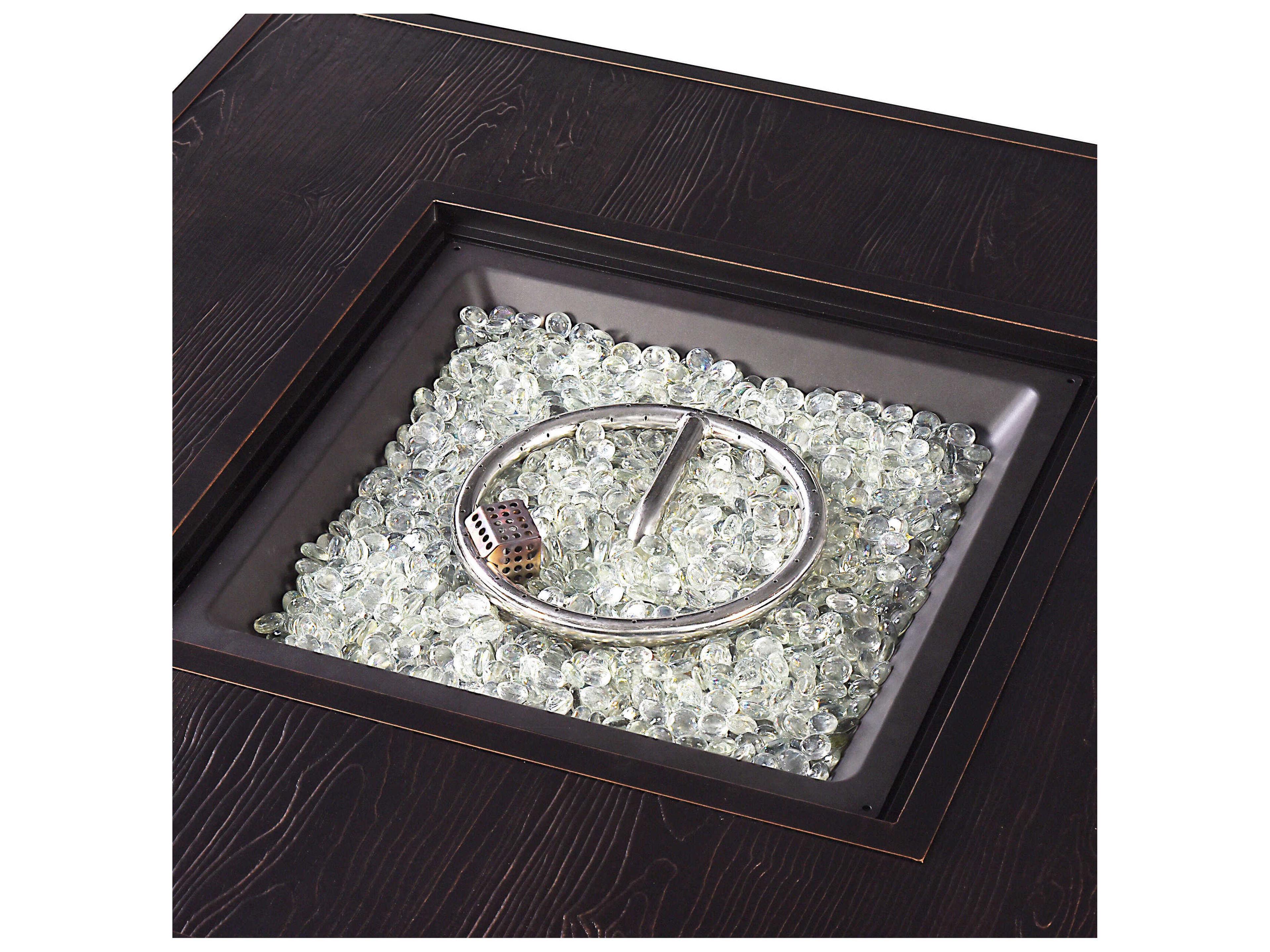 Oakland Living Aluminum Cushion 42'' Square Fire Pit Table Set