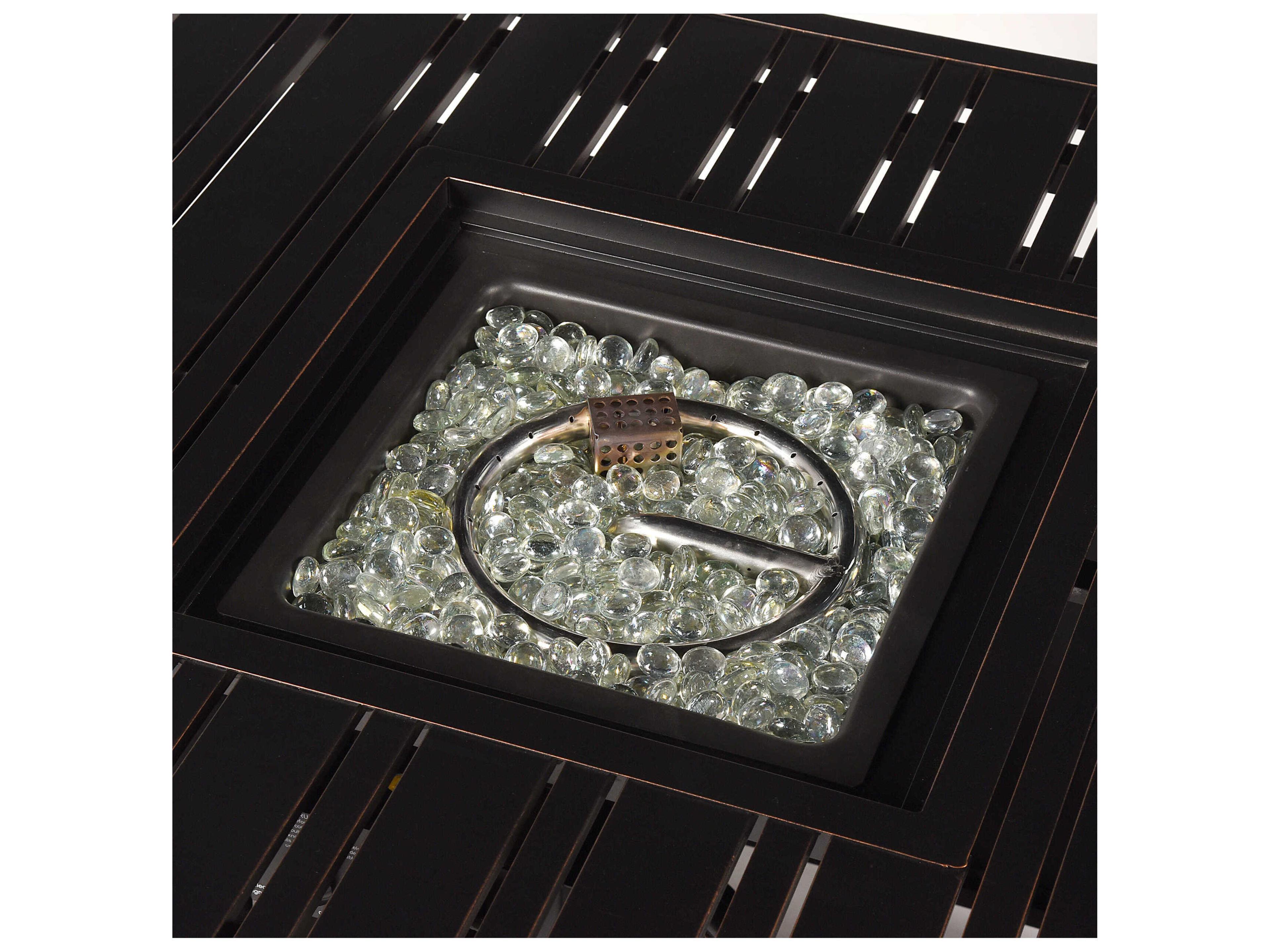 Oakland Living Aluminum Cushion 32'' Square Fire Pit Table Set