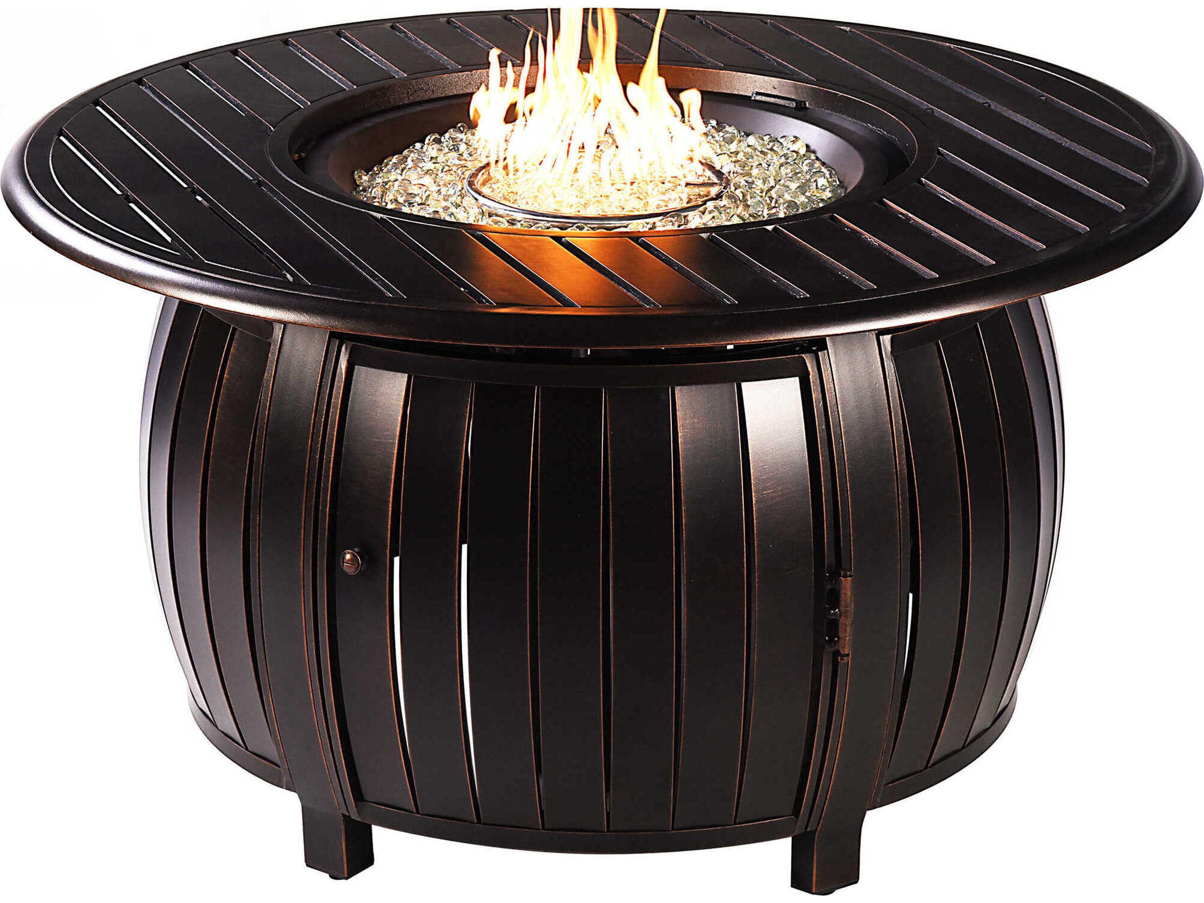 Oakland Living Aluminum Cushion 44'' Round Fire Pit Table Set
