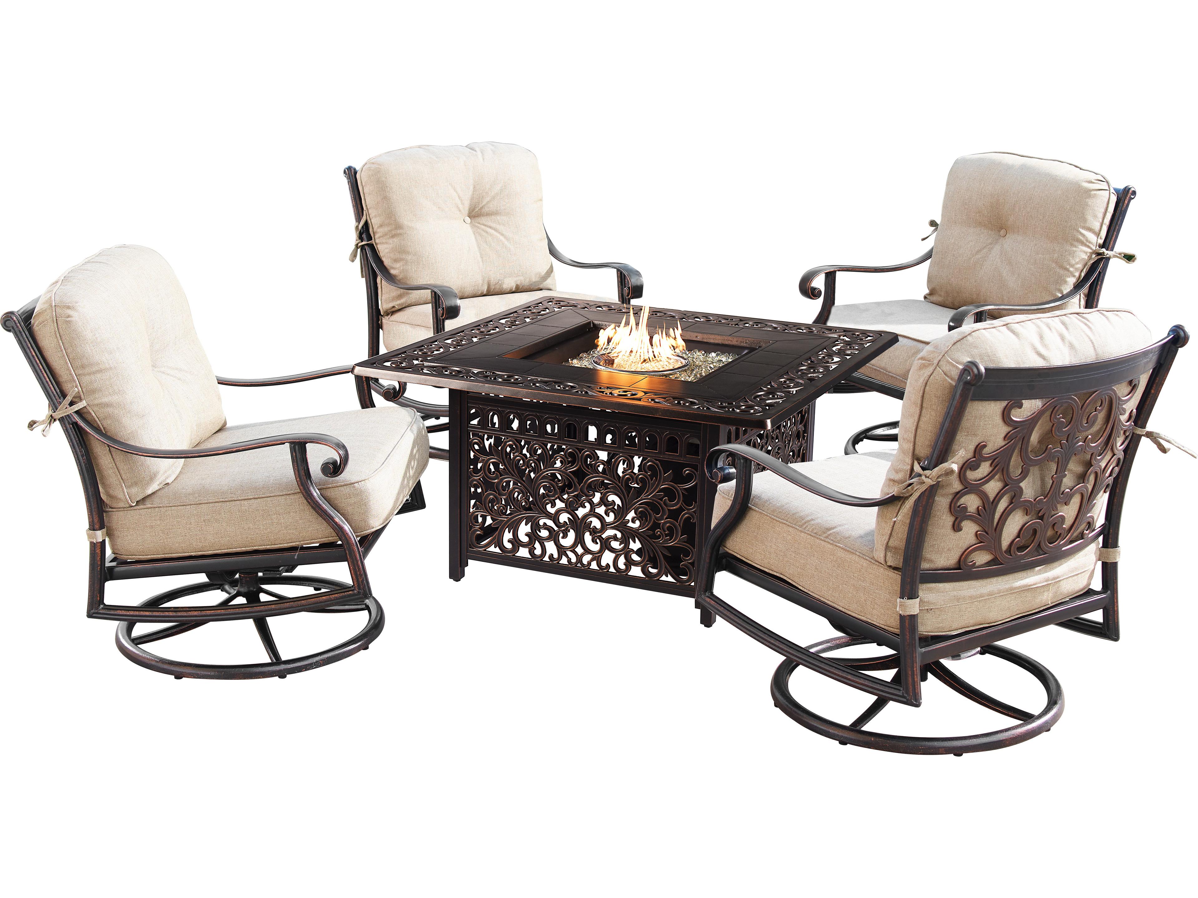 Aluminum 42'' Square Fire Pit Table Set