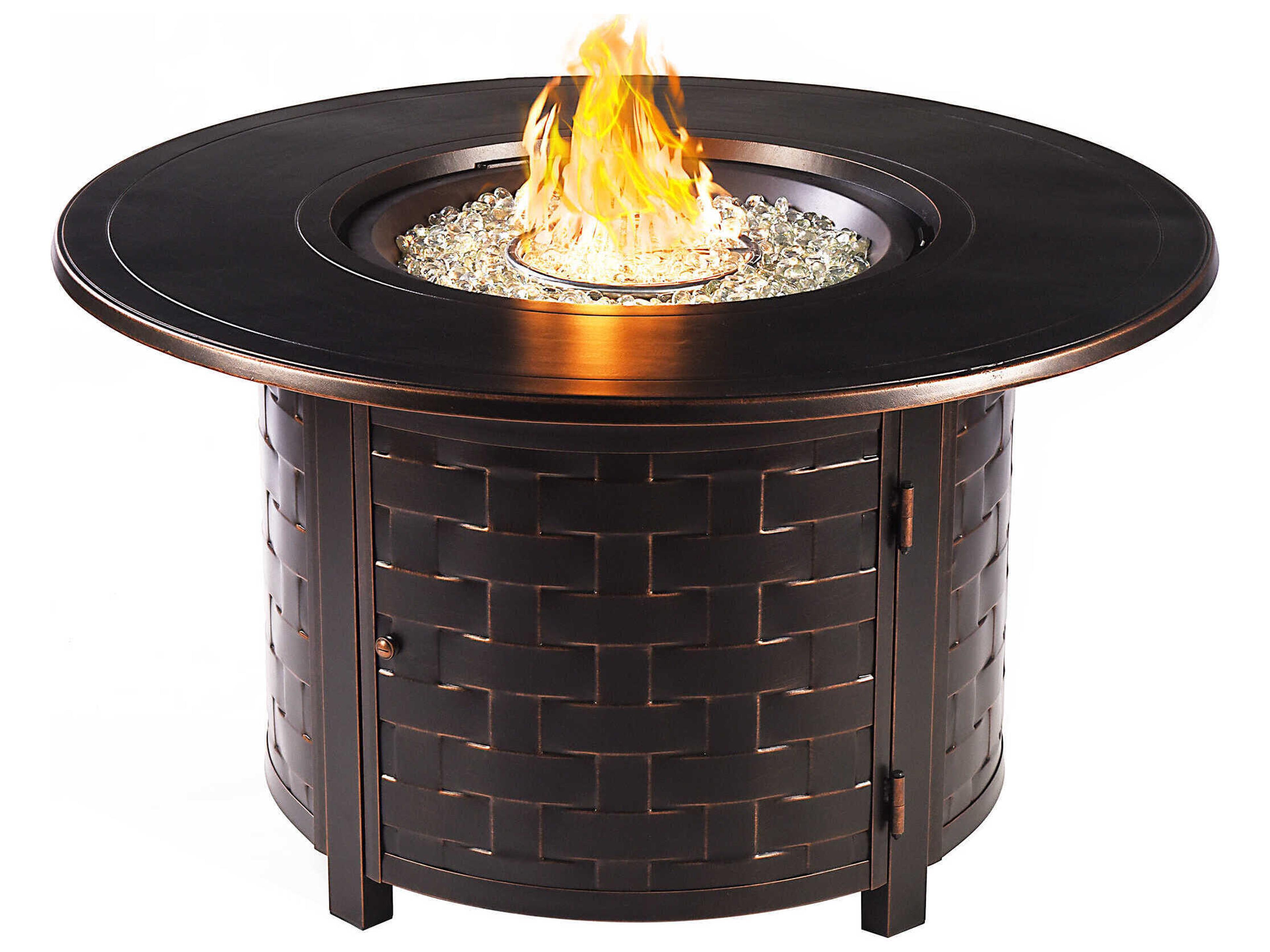 Oakland Living Aluminum Cushion 44'' Round Fire Pit Table Set