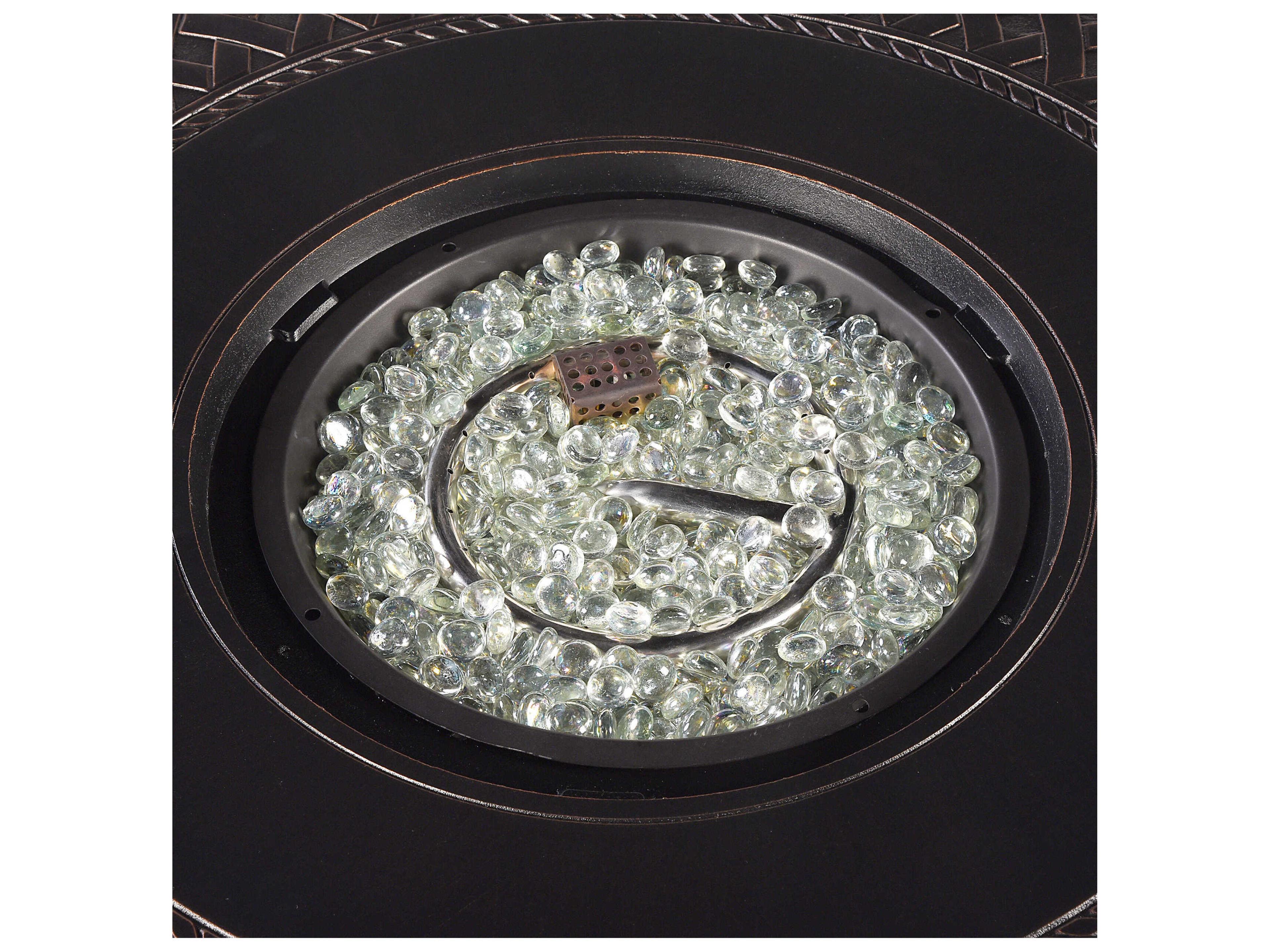 Oakland Living Aluminum Cushion 34'' Round Fire Pit Table Set