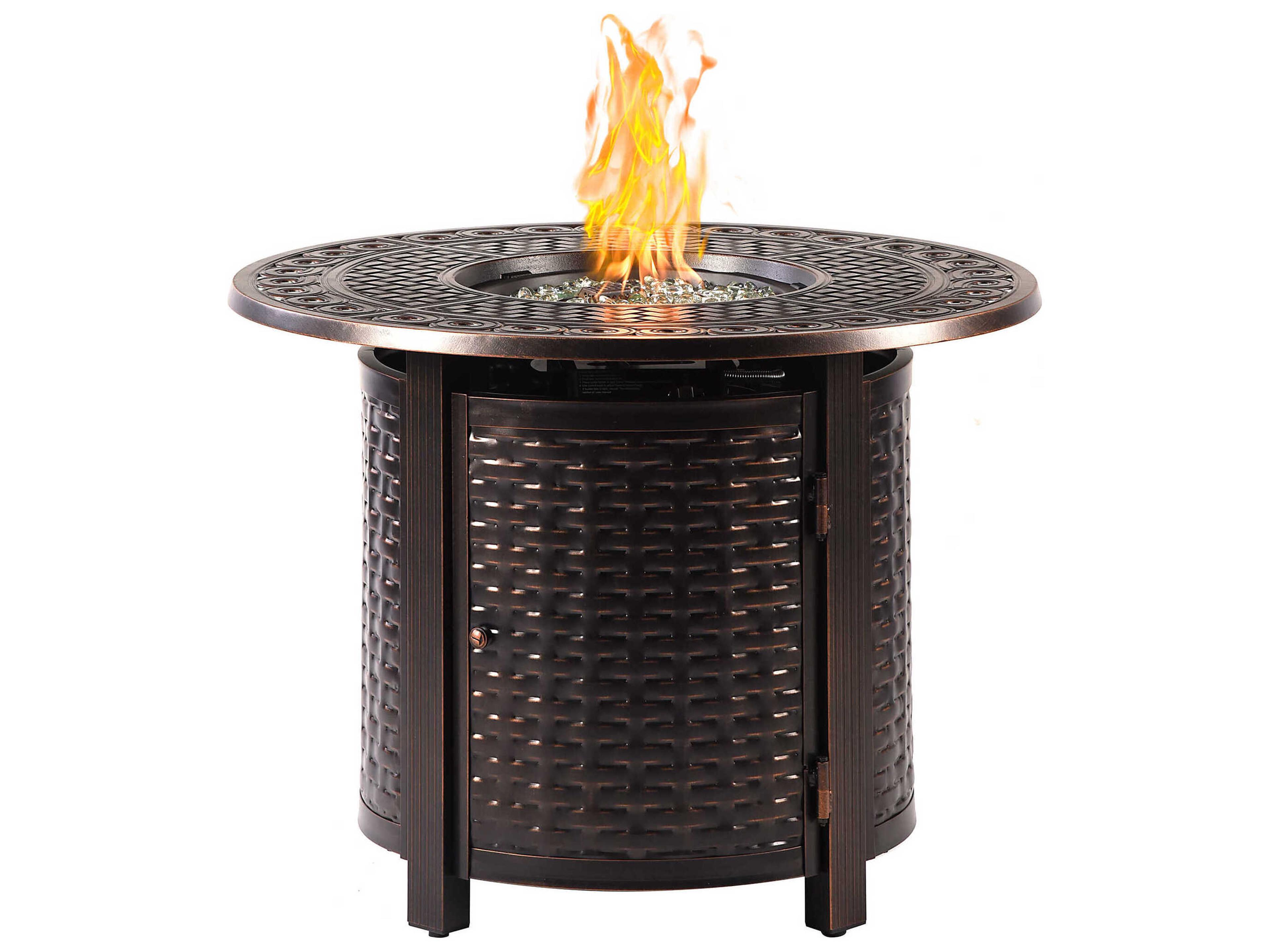 Oakland Living Aluminum Cushion 34'' Round Fire Pit Table Set
