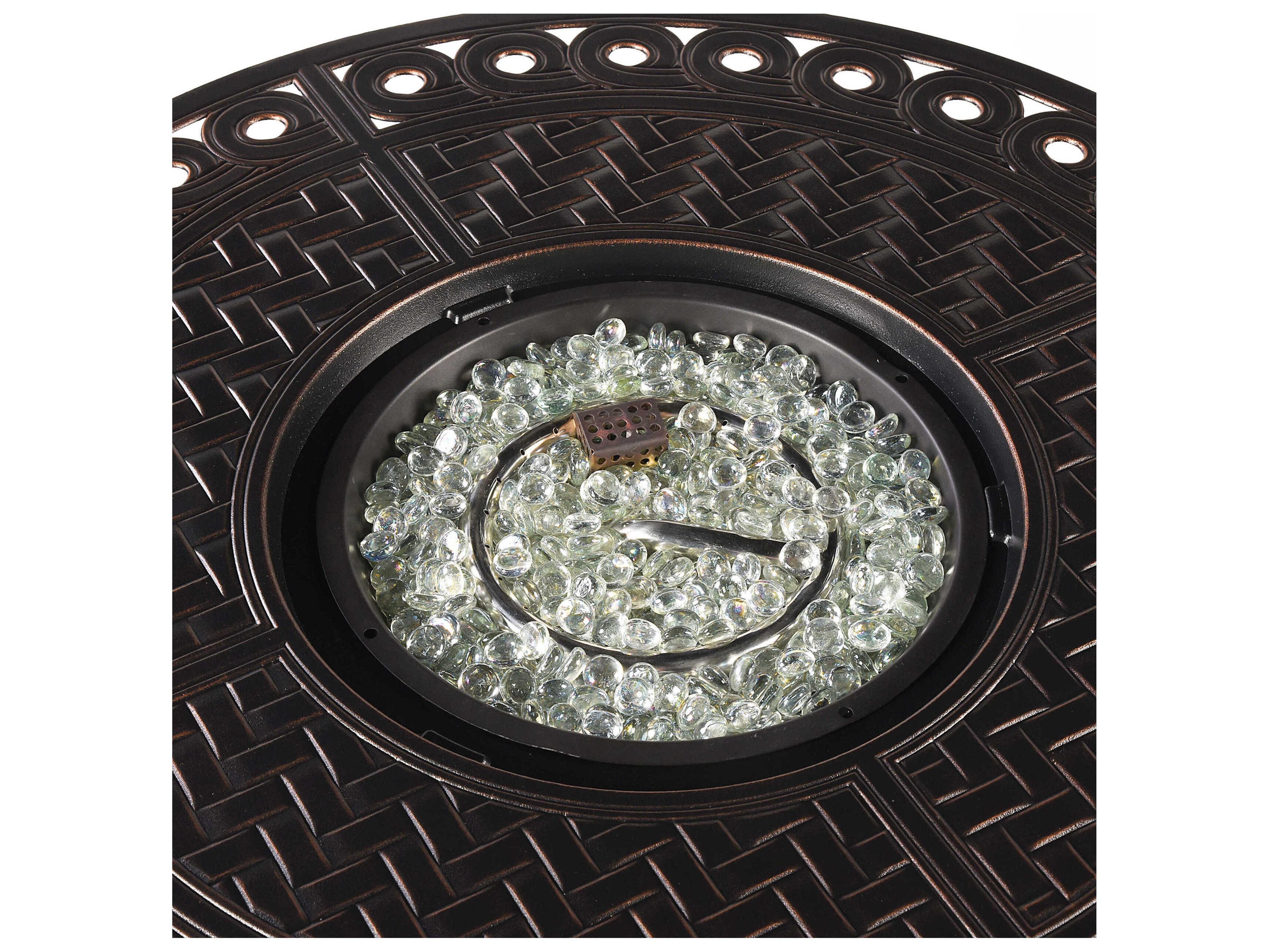 Oakland Living Aluminum Cushion 34'' Round Fire Pit Table Set