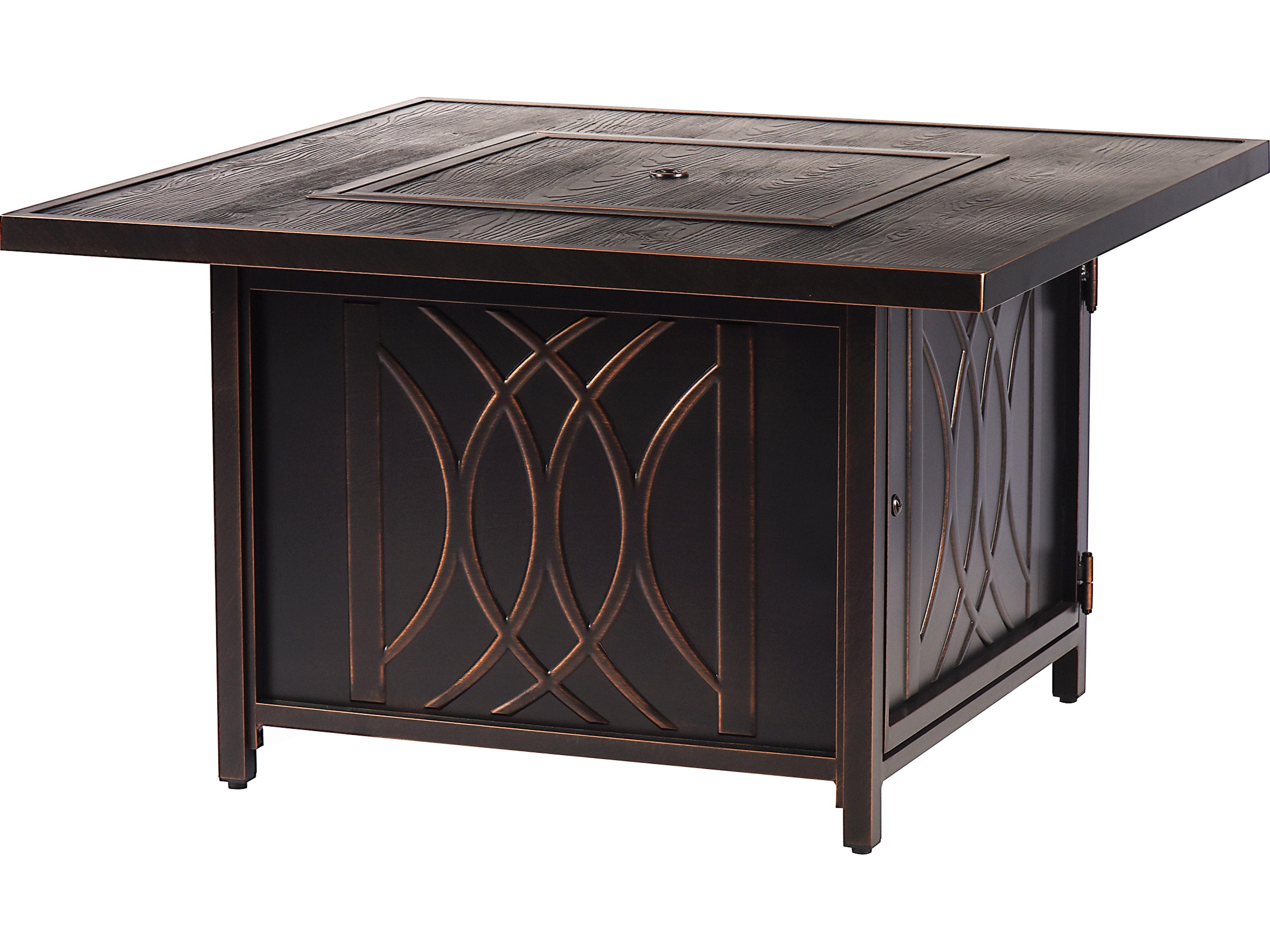 Oakland Living Aluminum Square Propane Outdoor Patio Fire Pit Table with Fire Beads