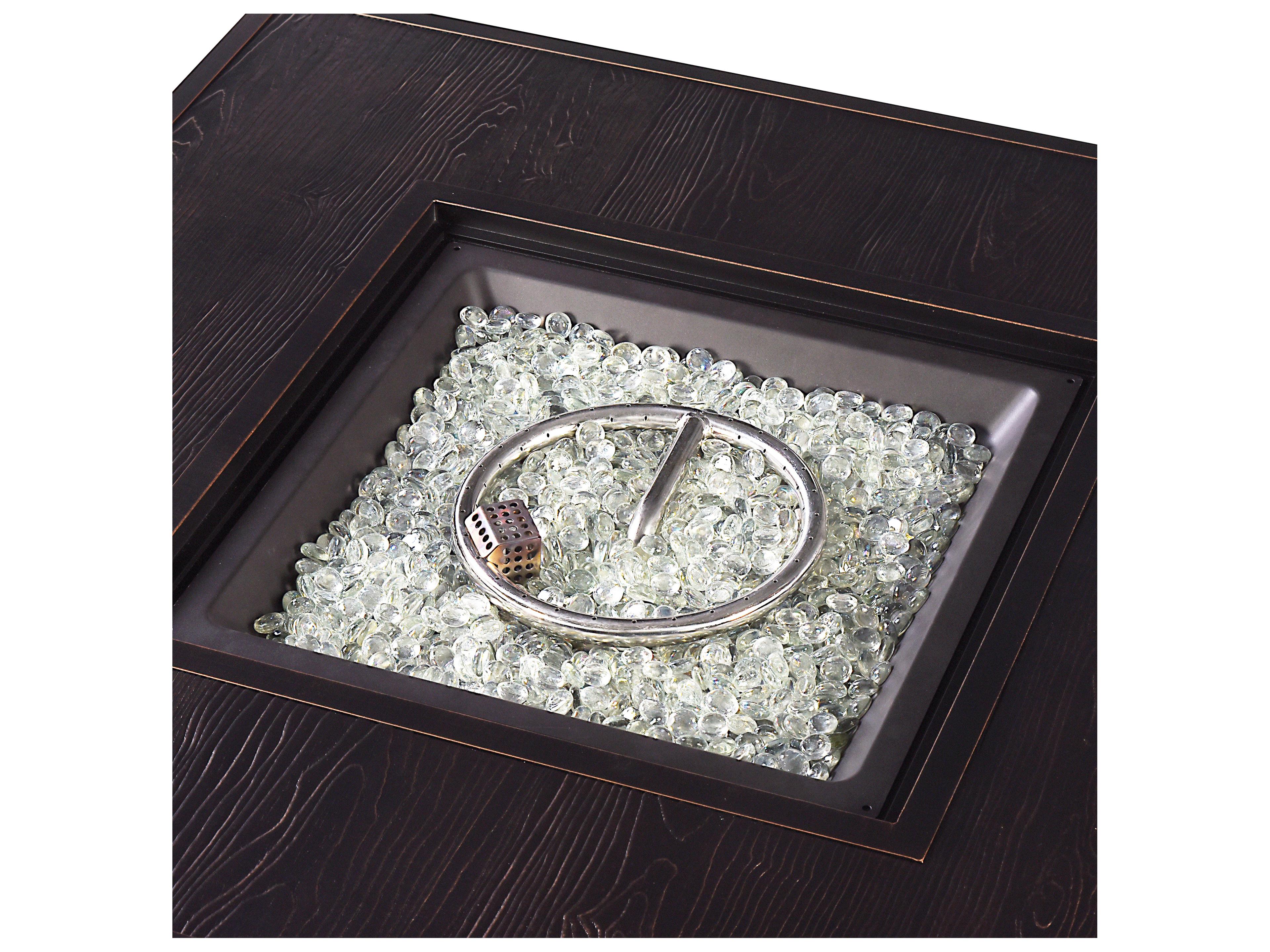 Oakland Living Aluminum Square Propane Outdoor Patio Fire Pit Table with Fire Beads