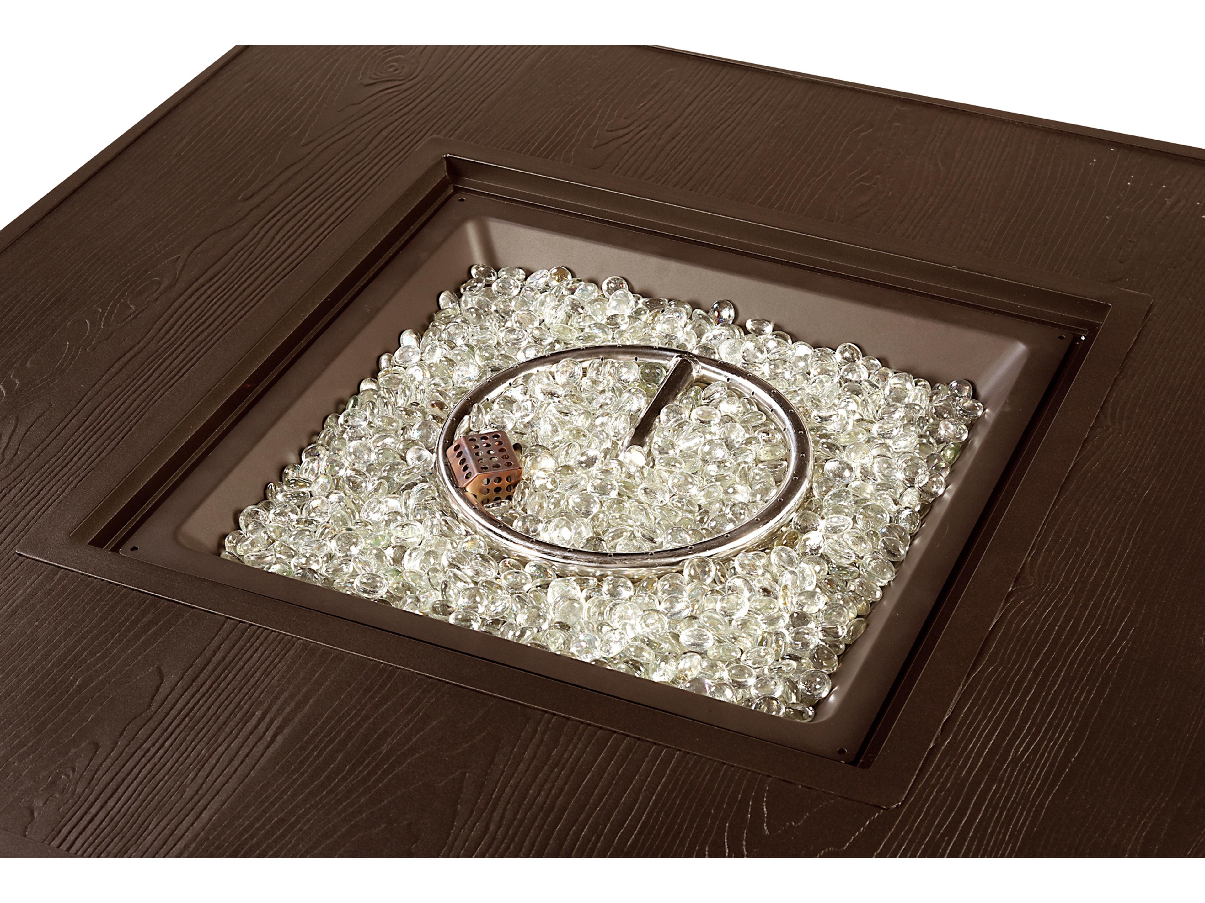 Oakland Living Square Aluminum Propane Patio Fire Pit Table with Glass Beads