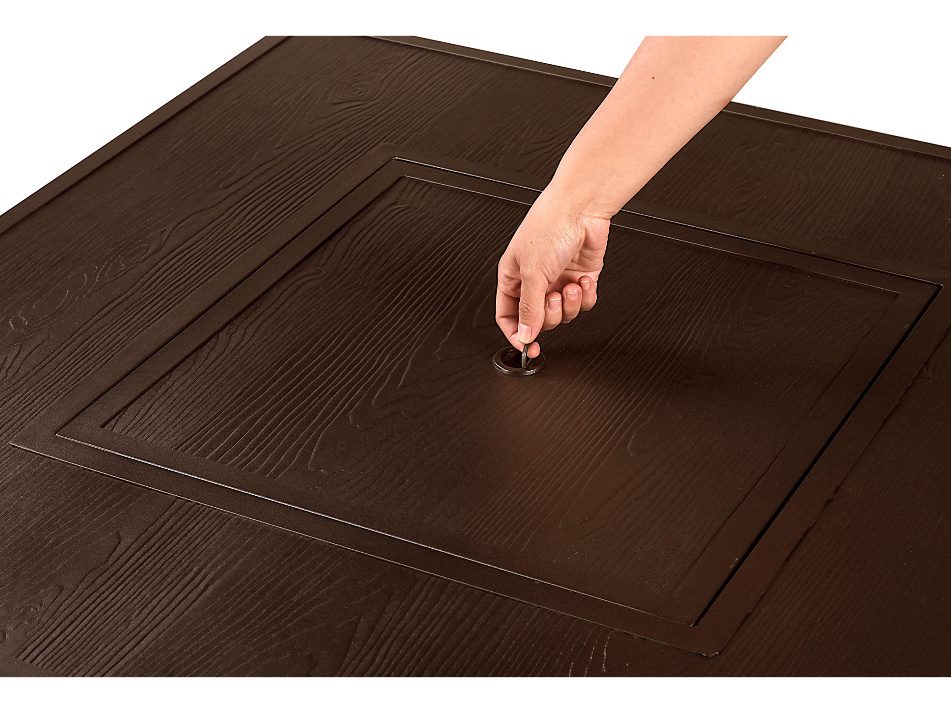 Oakland Living Square Aluminum Propane Patio Fire Pit Table with Glass Beads