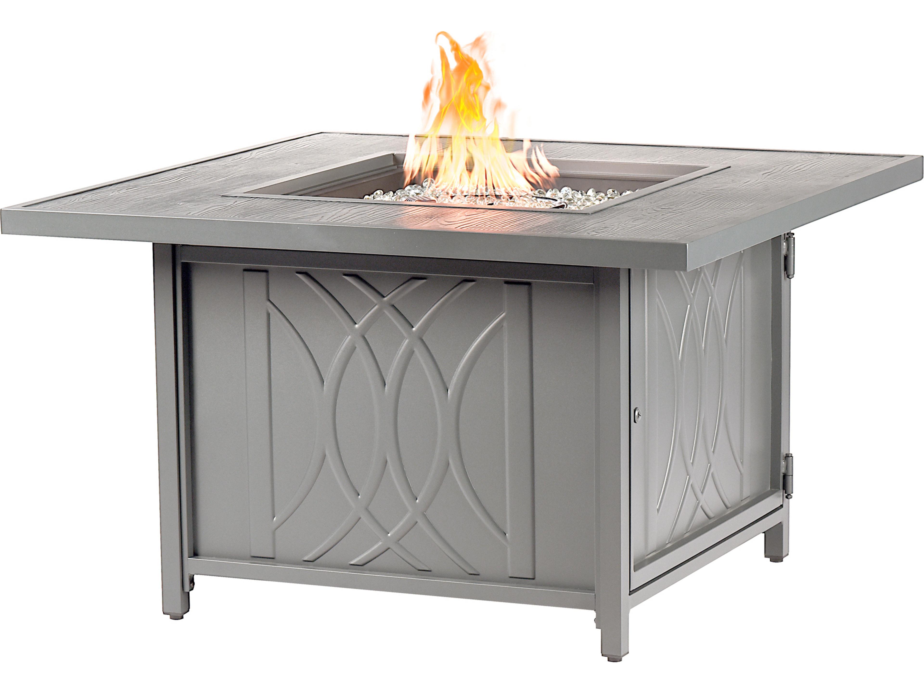 Square Aluminum Propane Outdoor Fire Pit Table with Glass Beads