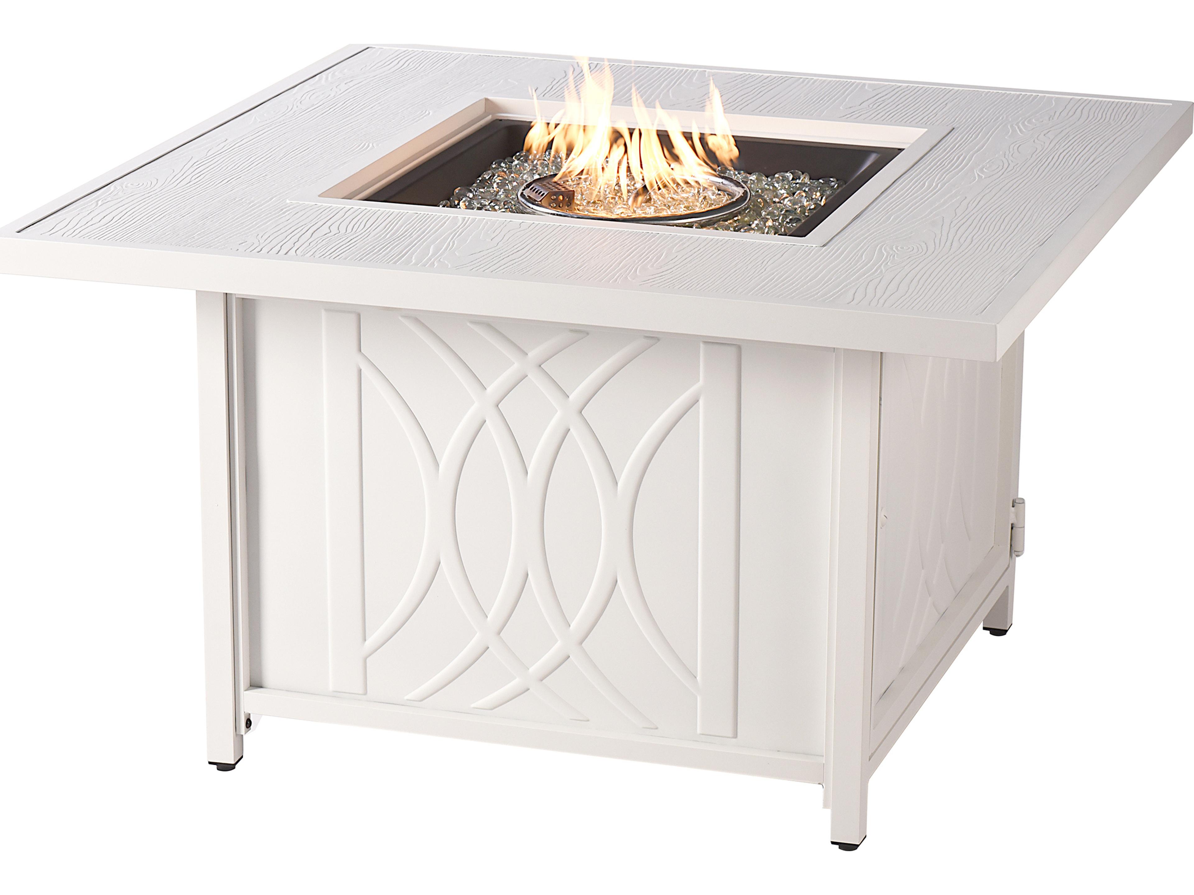 Square Aluminum Propane Outdoor Patio Fire Pit Table with Glass Beads