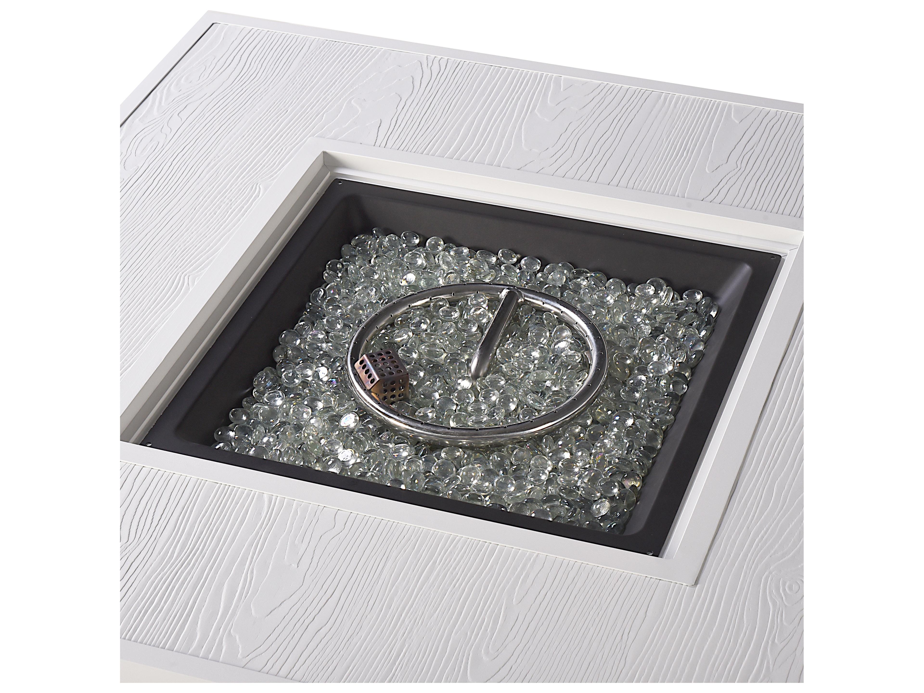 Oakland Living Square Aluminum Propane Outdoor Patio Fire Pit Table with Glass Beads