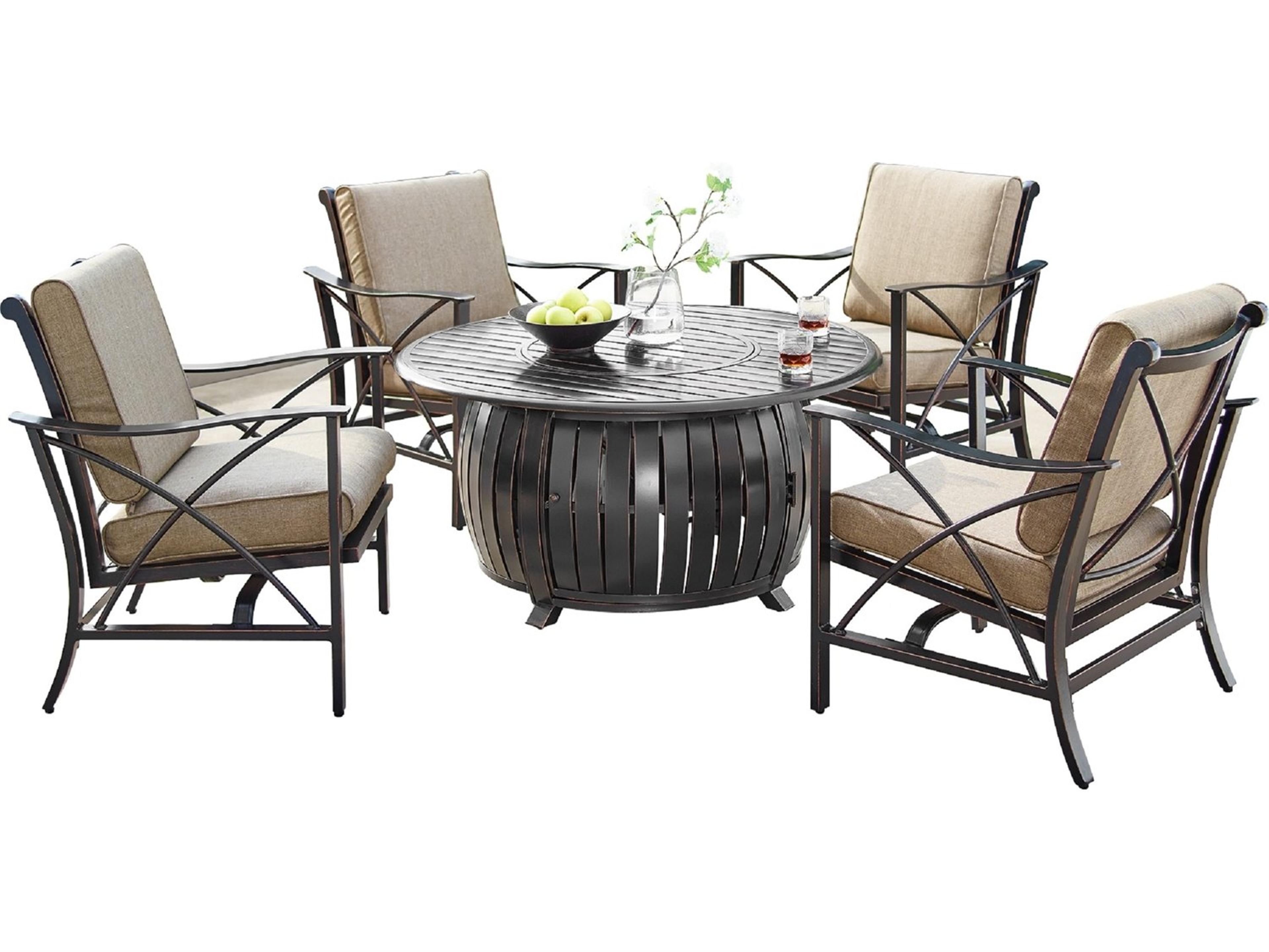 Aluminum 44'' Round Fire Pit Table Set