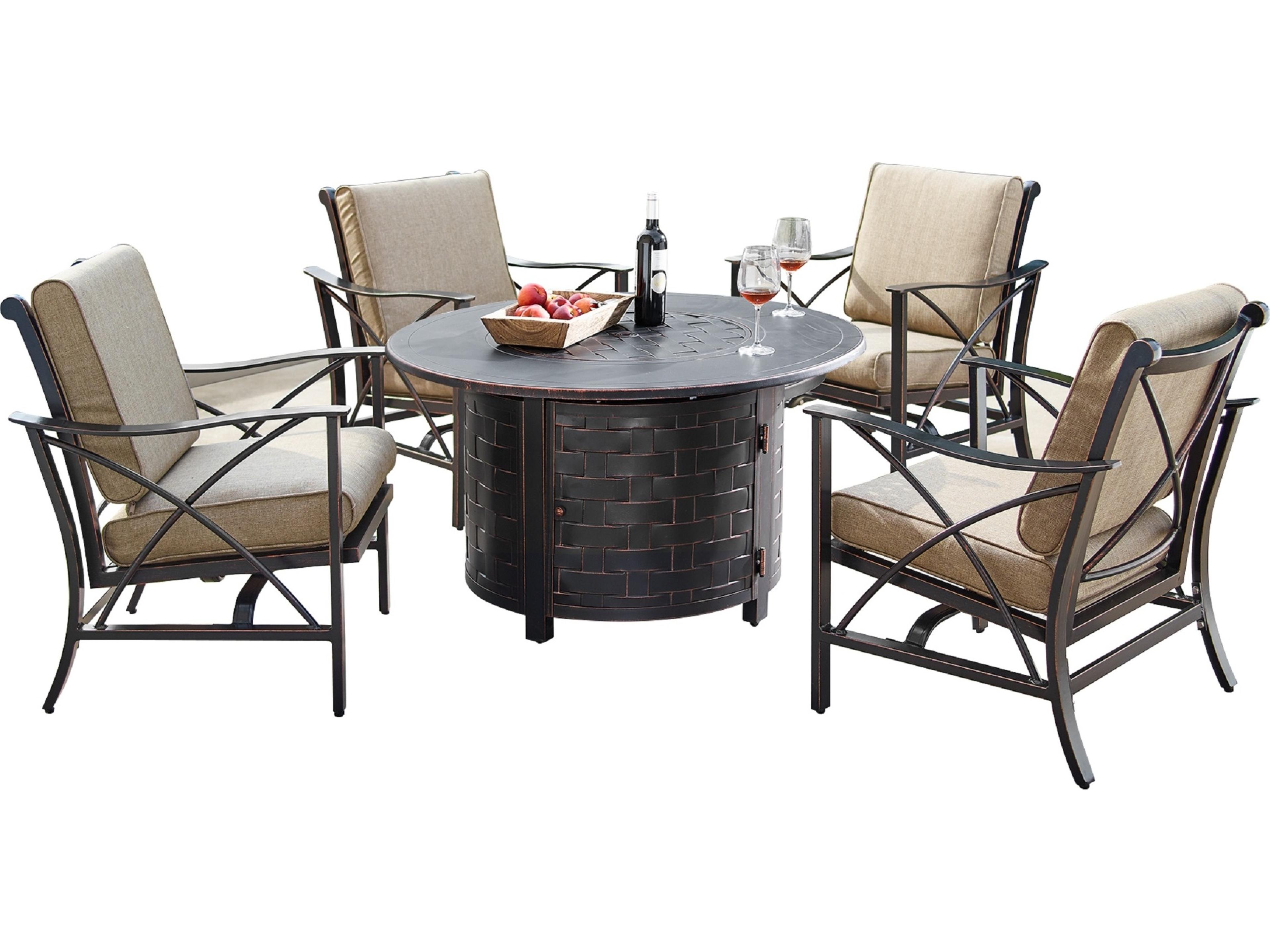 Aluminum 44'' Round Fire Pit Table Set