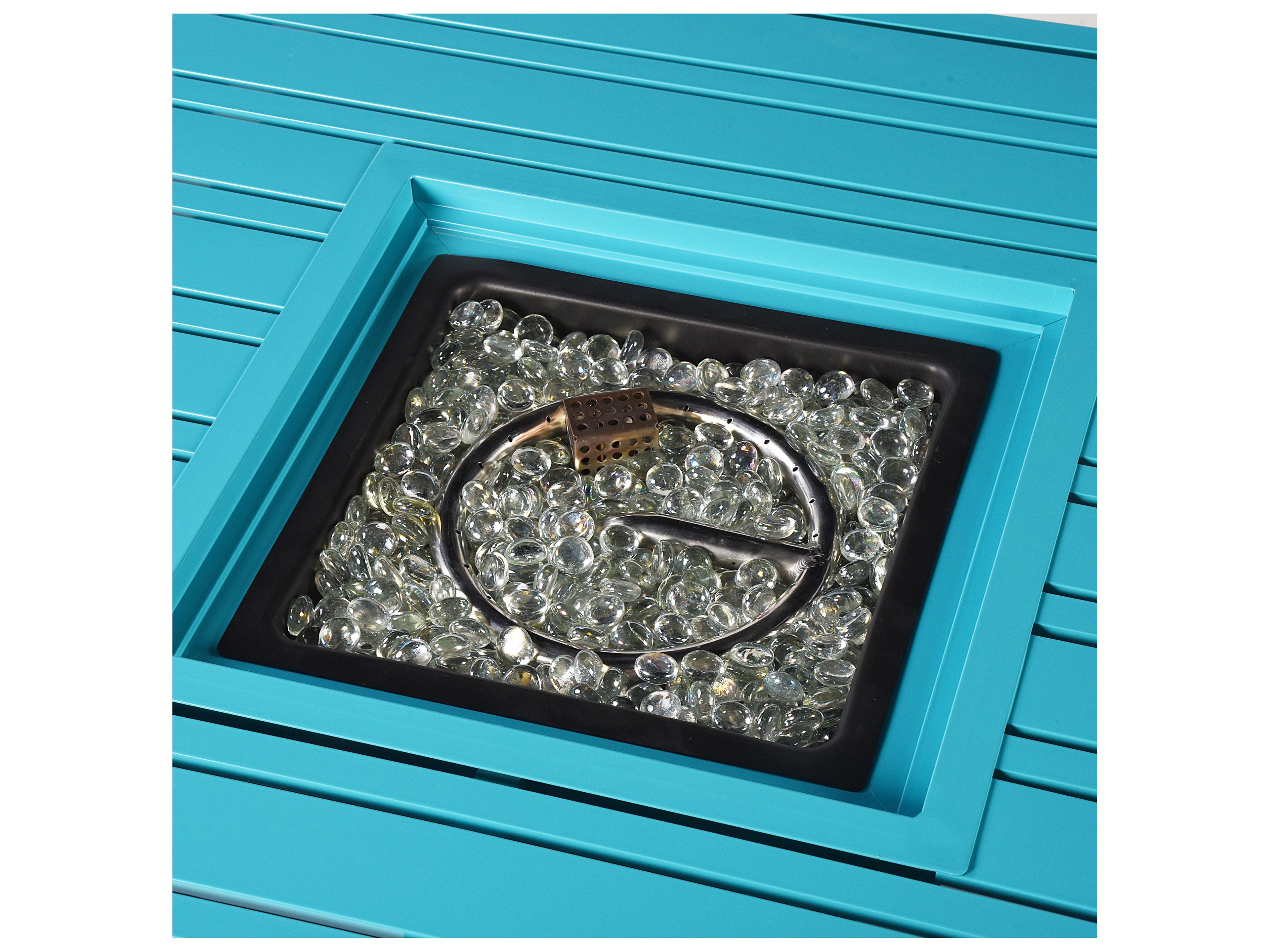 Oakland Living Square Aluminum Propane Outdoor Fire Pit Table with Glass Beads