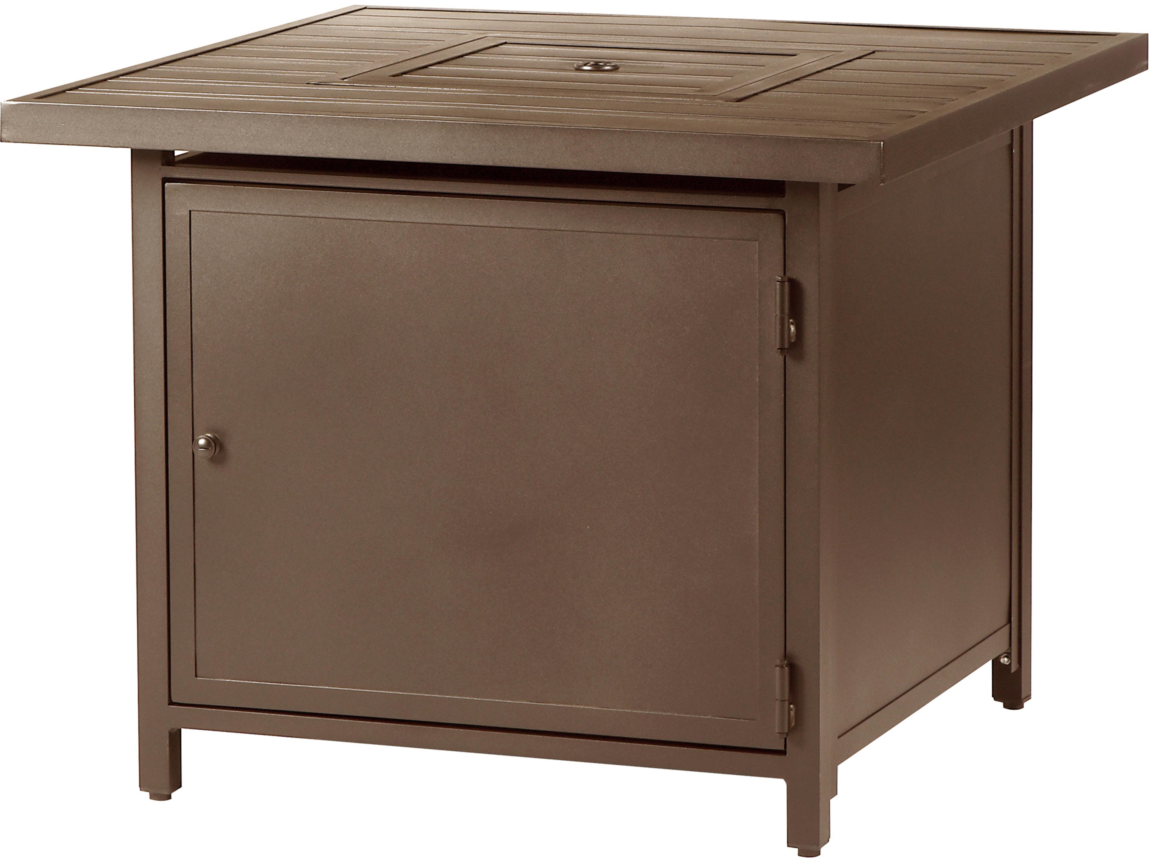 Oakland Living Square Aluminum Propane Outdoor Patio Fire Pit Table with Glass Beads