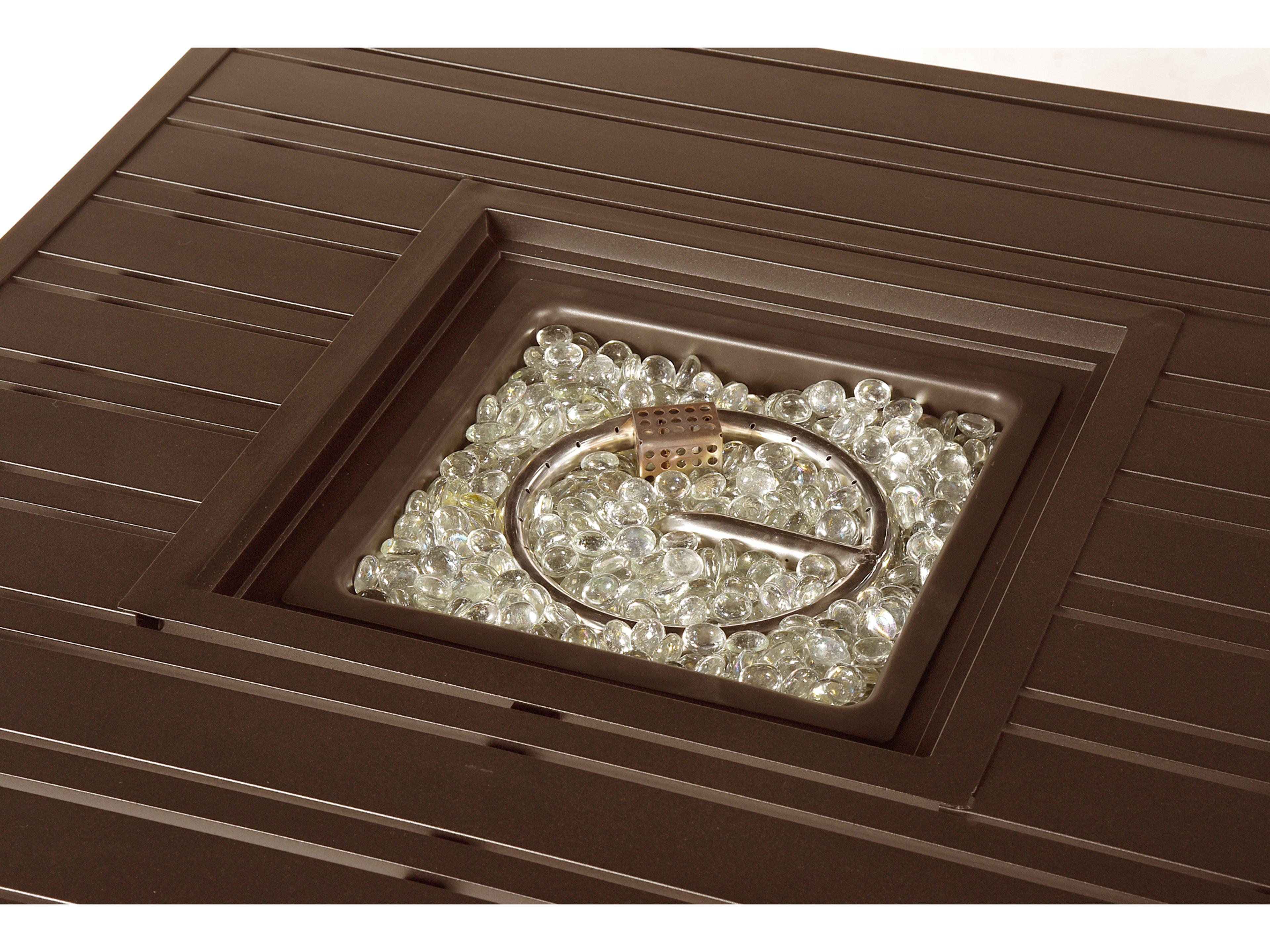 Oakland Living Square Aluminum Propane Outdoor Patio Fire Pit Table with Glass Beads