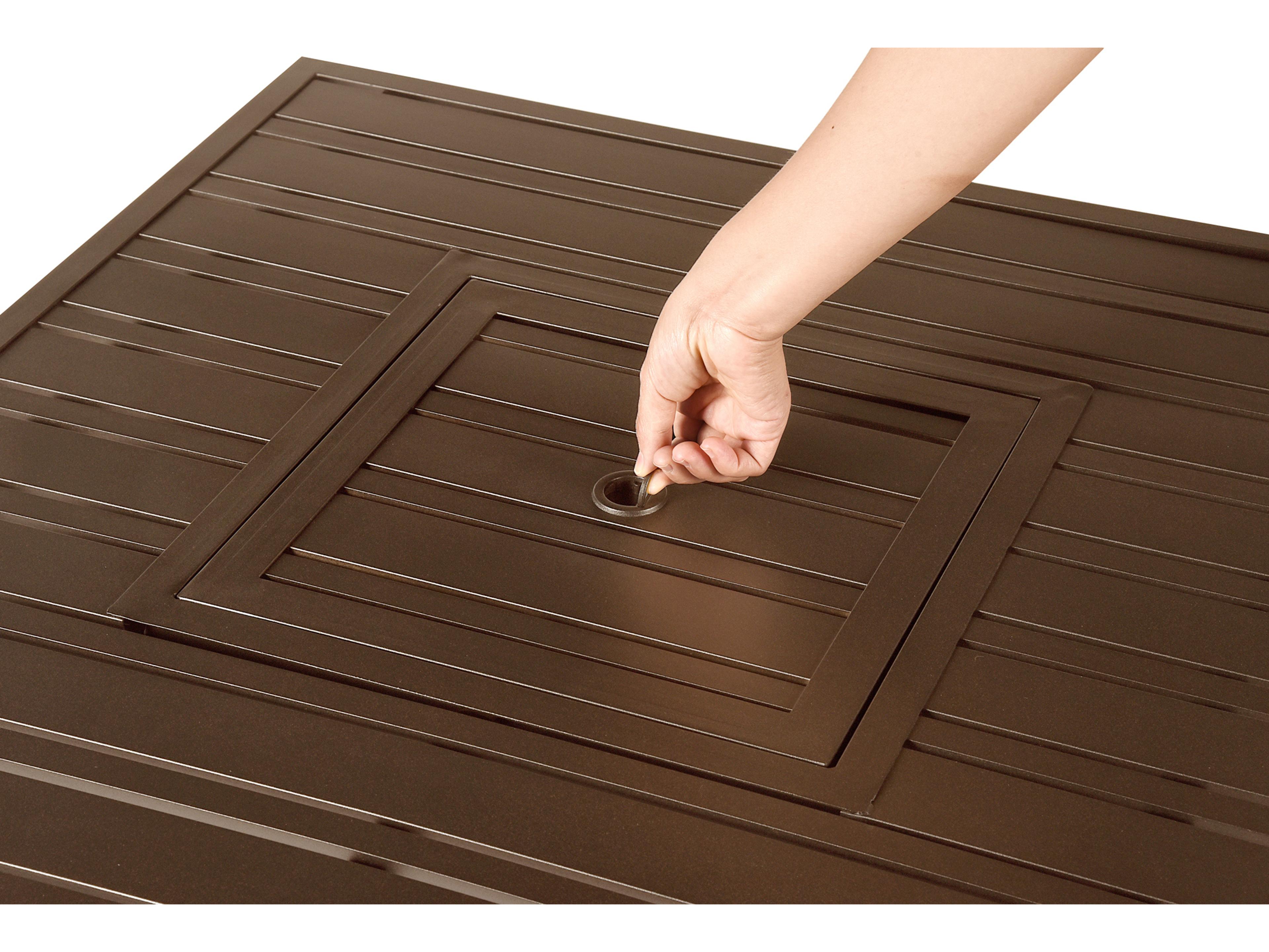 Oakland Living Square Aluminum Propane Outdoor Patio Fire Pit Table with Glass Beads