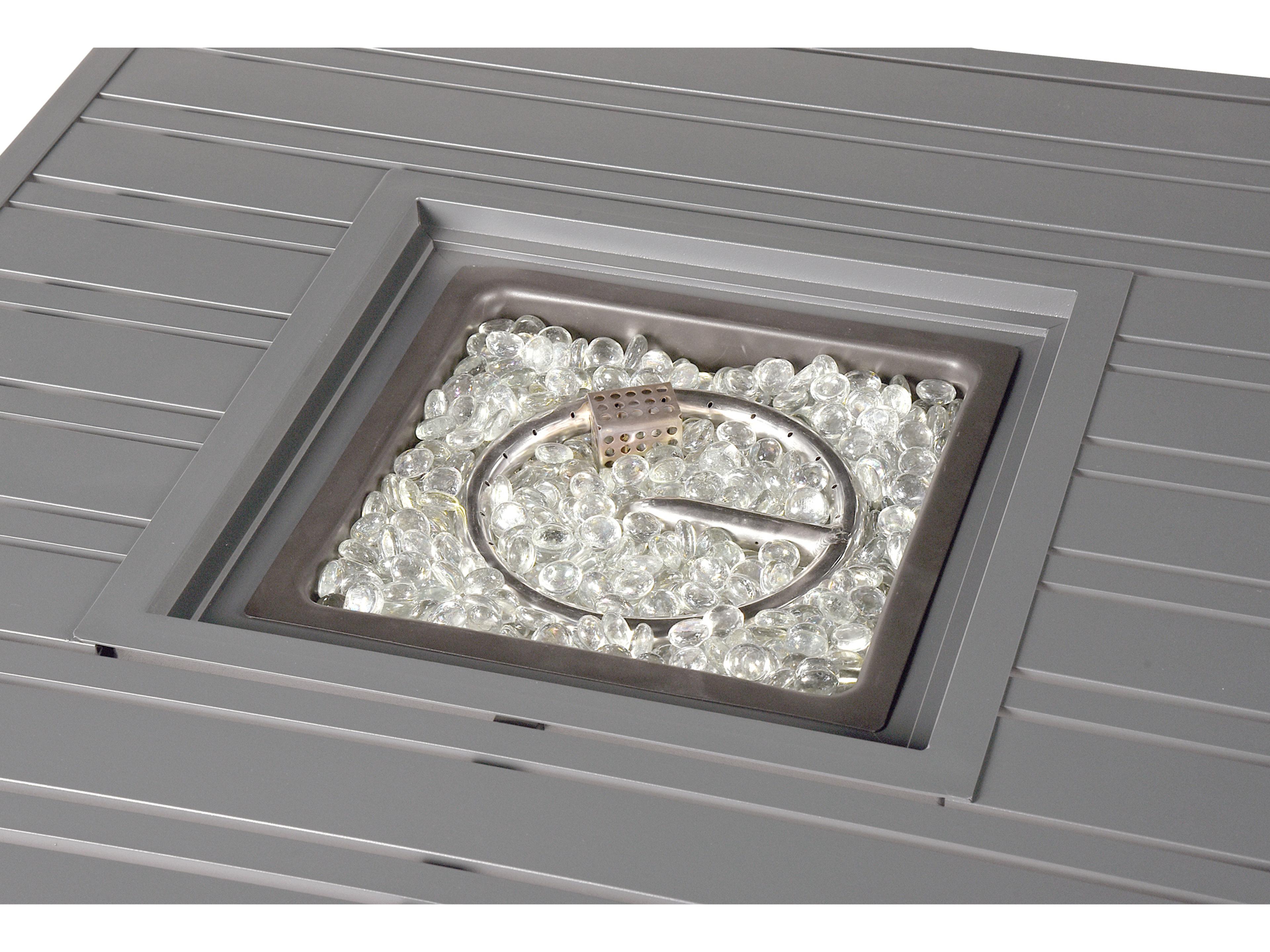 Oakland Living Square Aluminum Propane Outdoor Fire Pit Table with Glass Beads