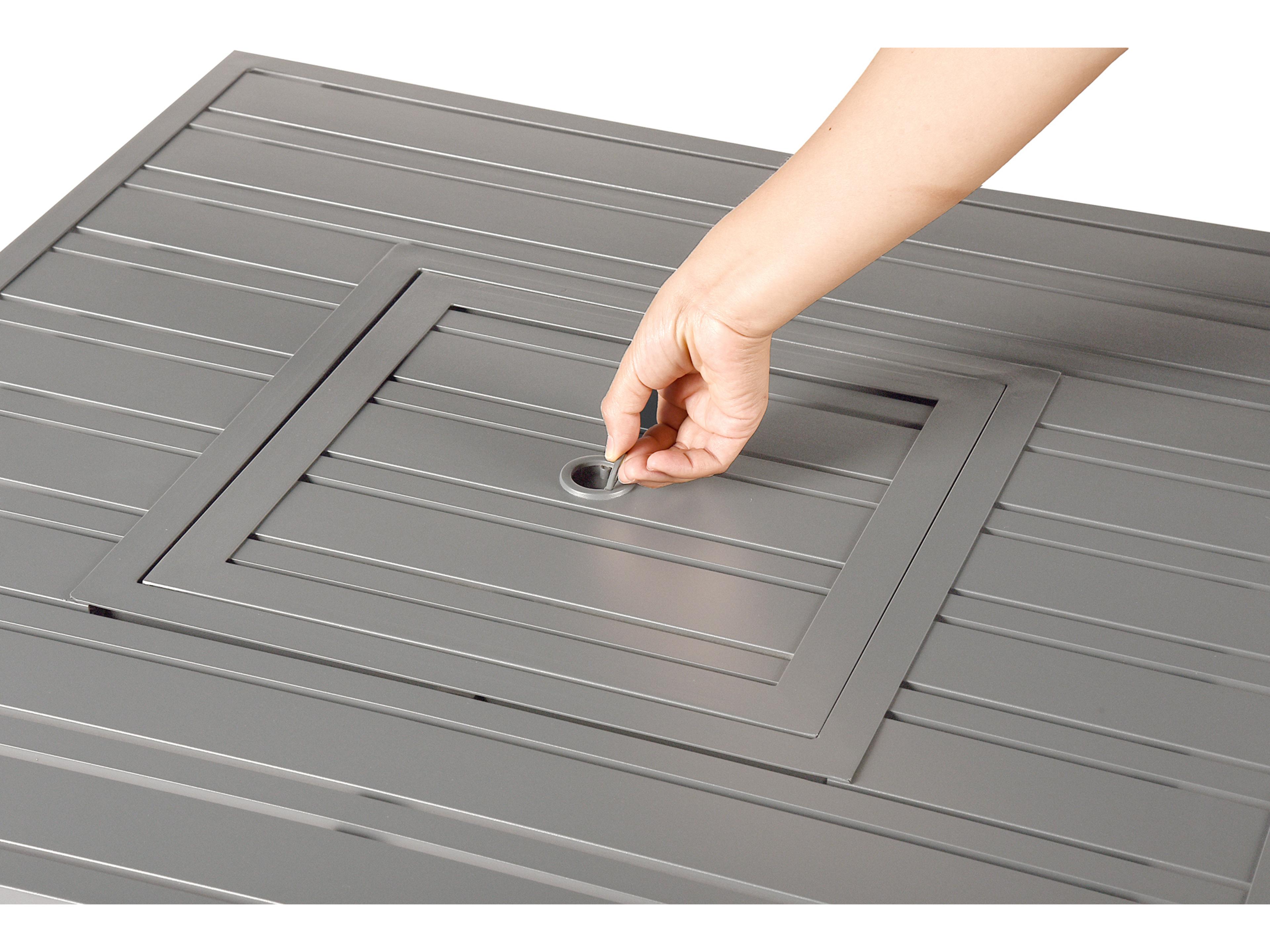 Oakland Living Square Aluminum Propane Outdoor Fire Pit Table with Glass Beads