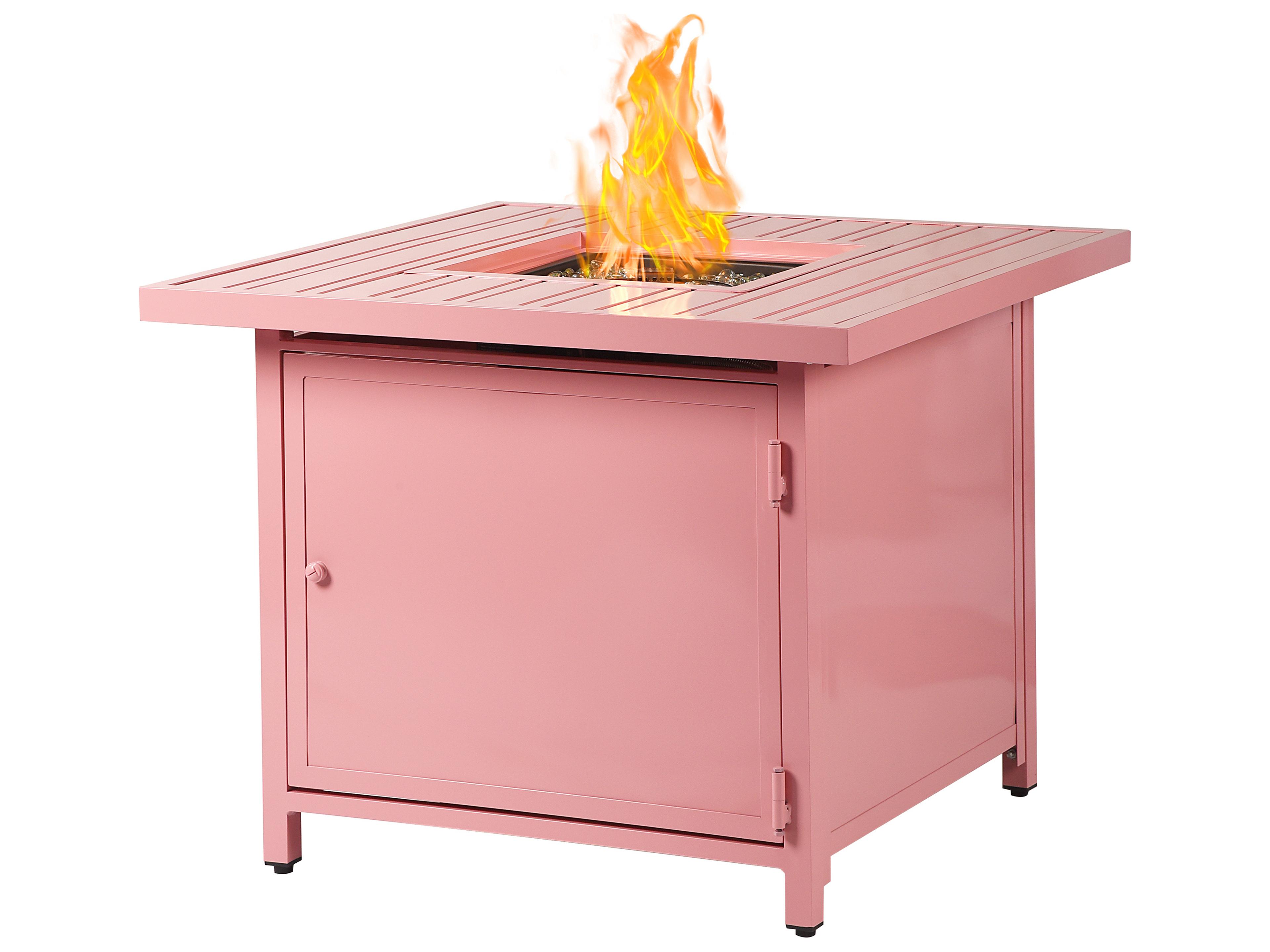 Square Aluminum Propane Outdoor Patio Fire Pit Table with Glass Beads