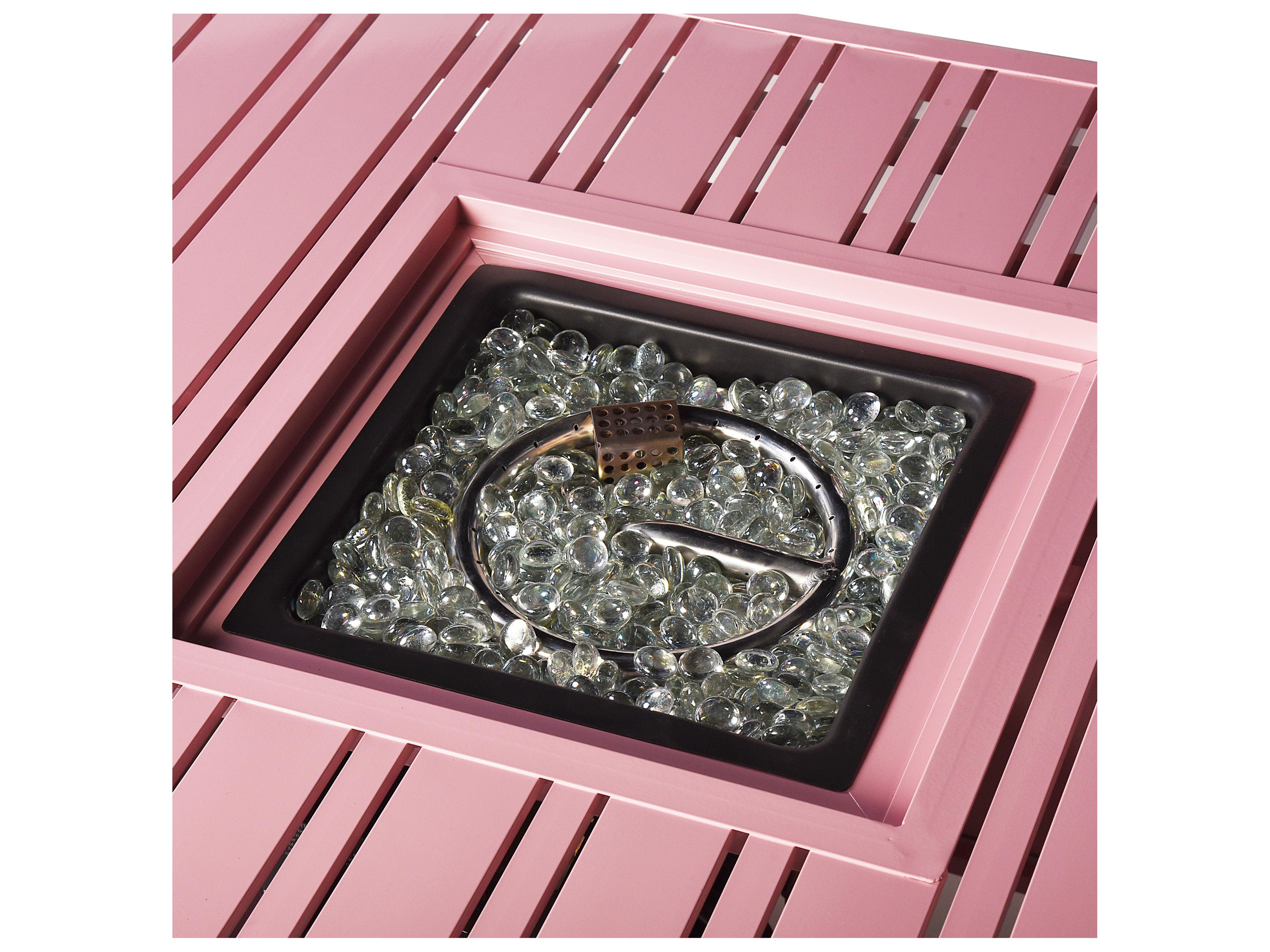Oakland Living Square Aluminum Propane Outdoor Patio Fire Pit Table with Glass Beads