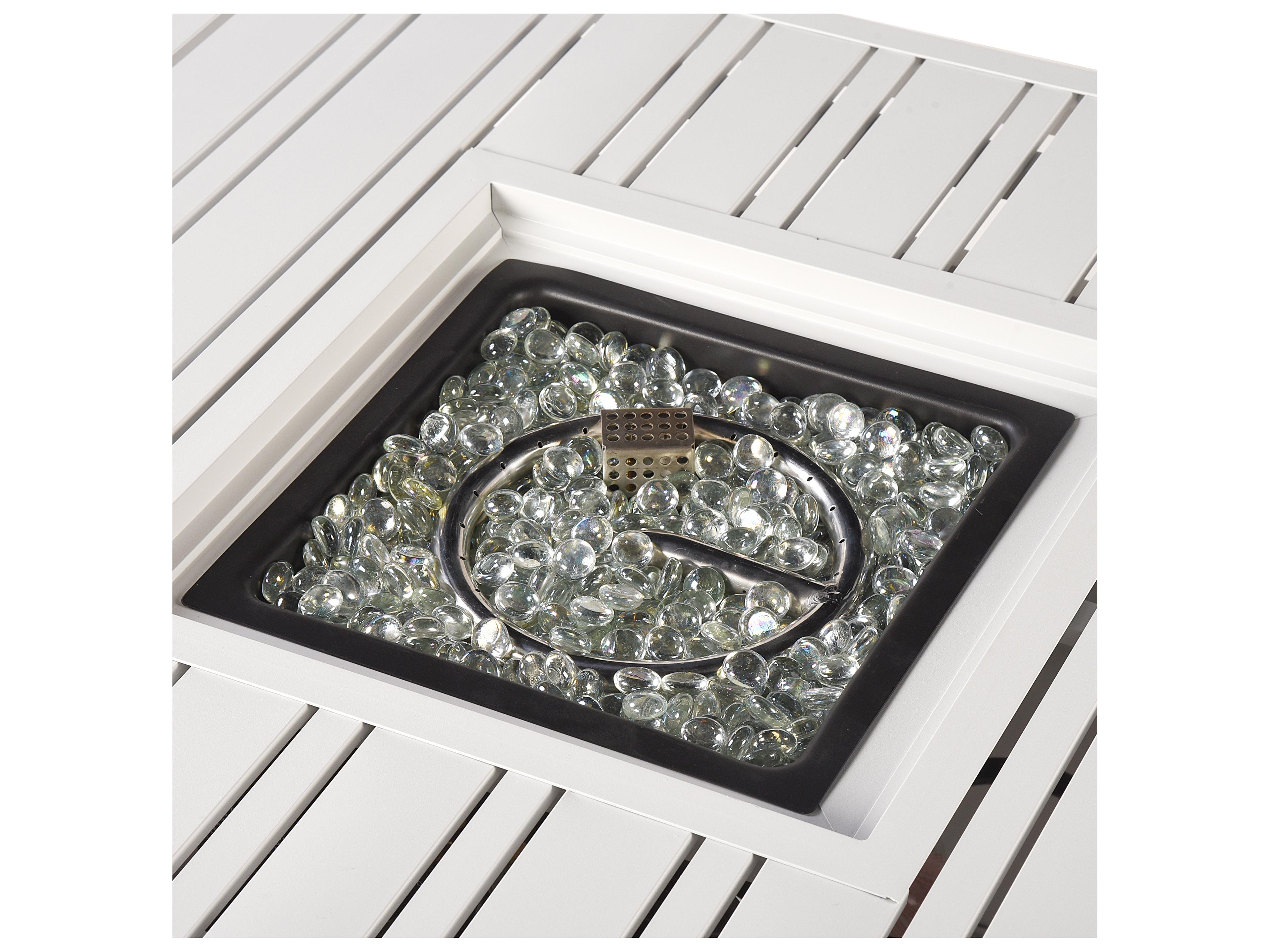 Oakland Living Square Aluminum Propane Patio Fire Pit Table with Glass Beads