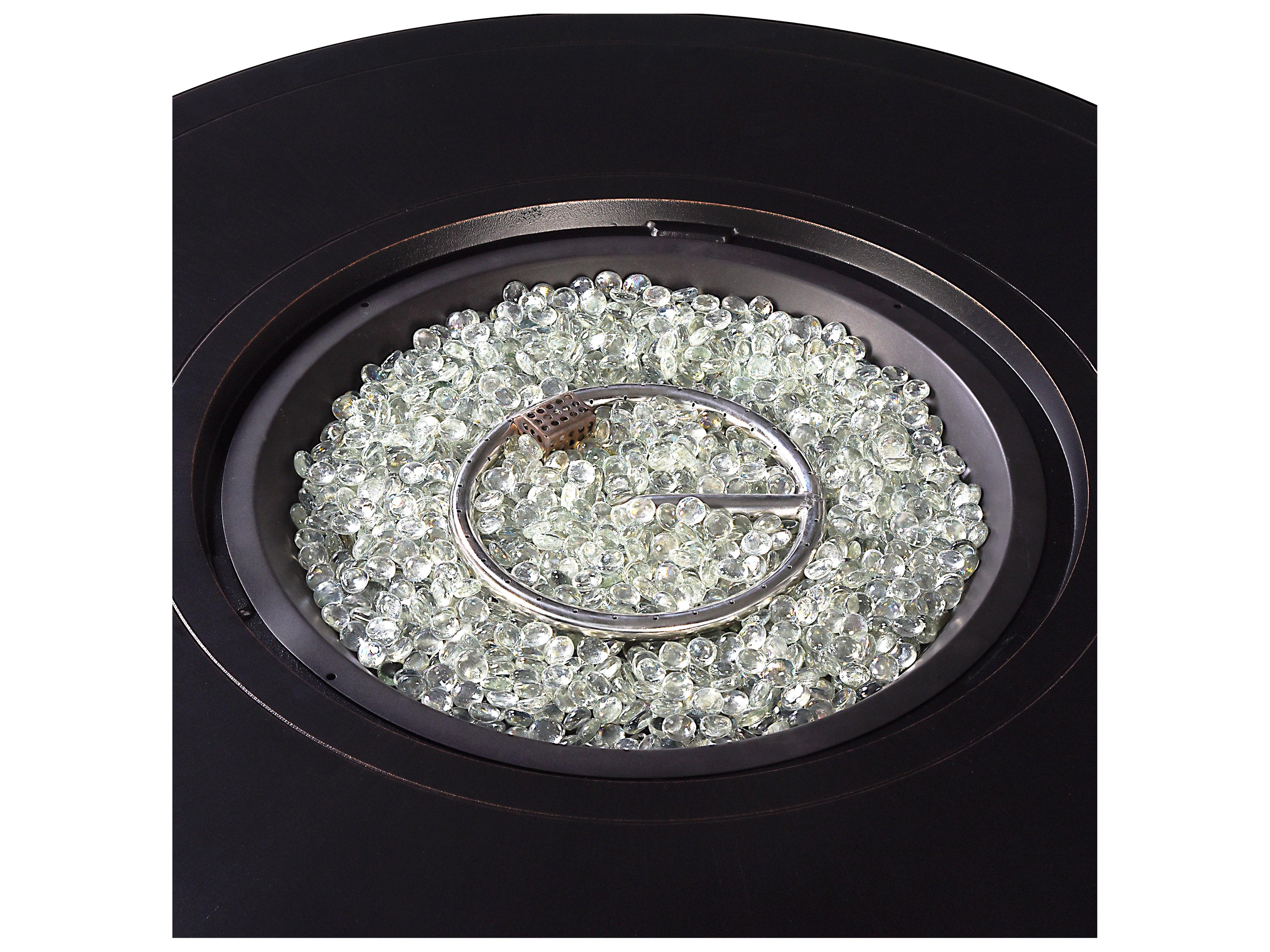 Oakland Living Aluminum Round Propane Outdoor Fire Pit Table with Fire Beads