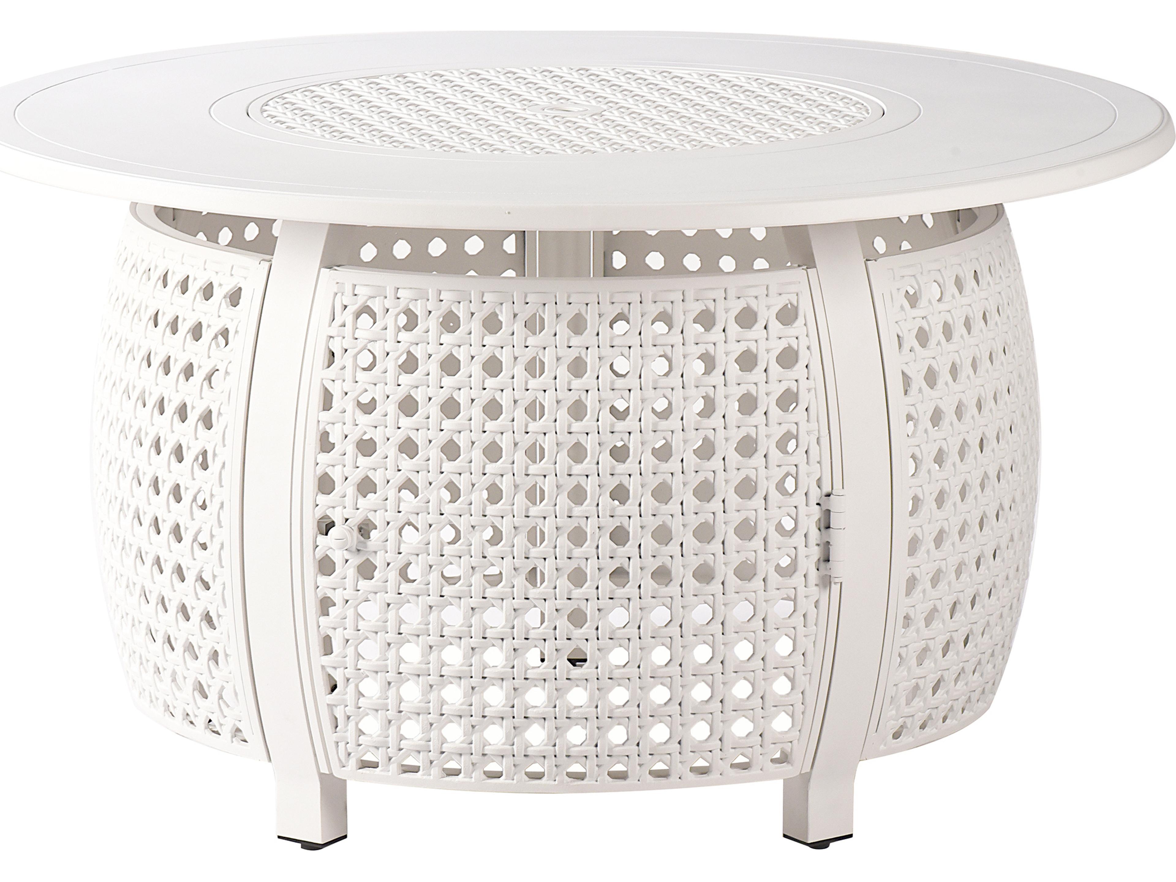 Oakland Living Round Aluminum Propane Outdoor Fire Pit Table with Glass Beads