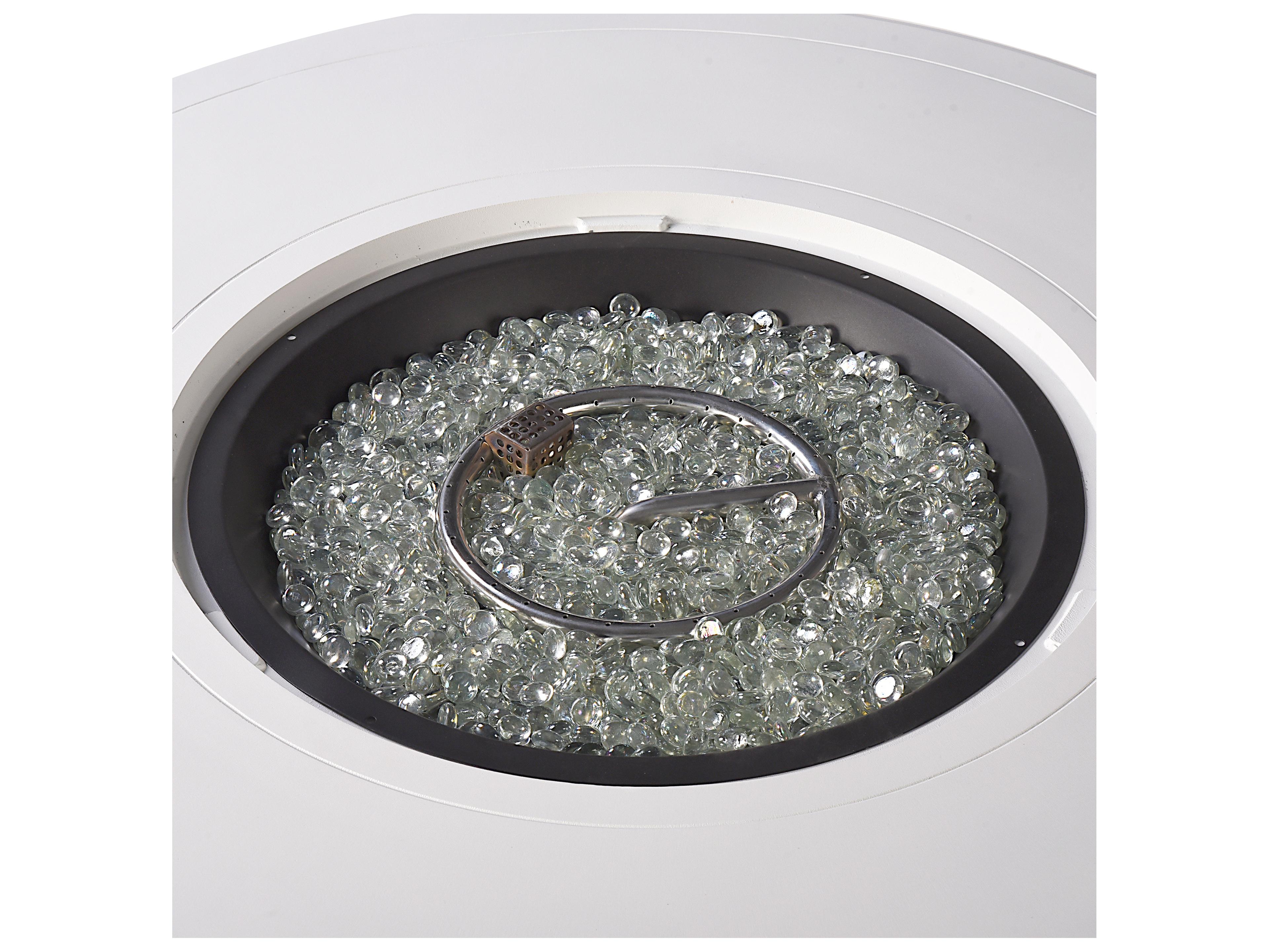 Oakland Living Round Aluminum Propane Outdoor Fire Pit Table with Glass Beads