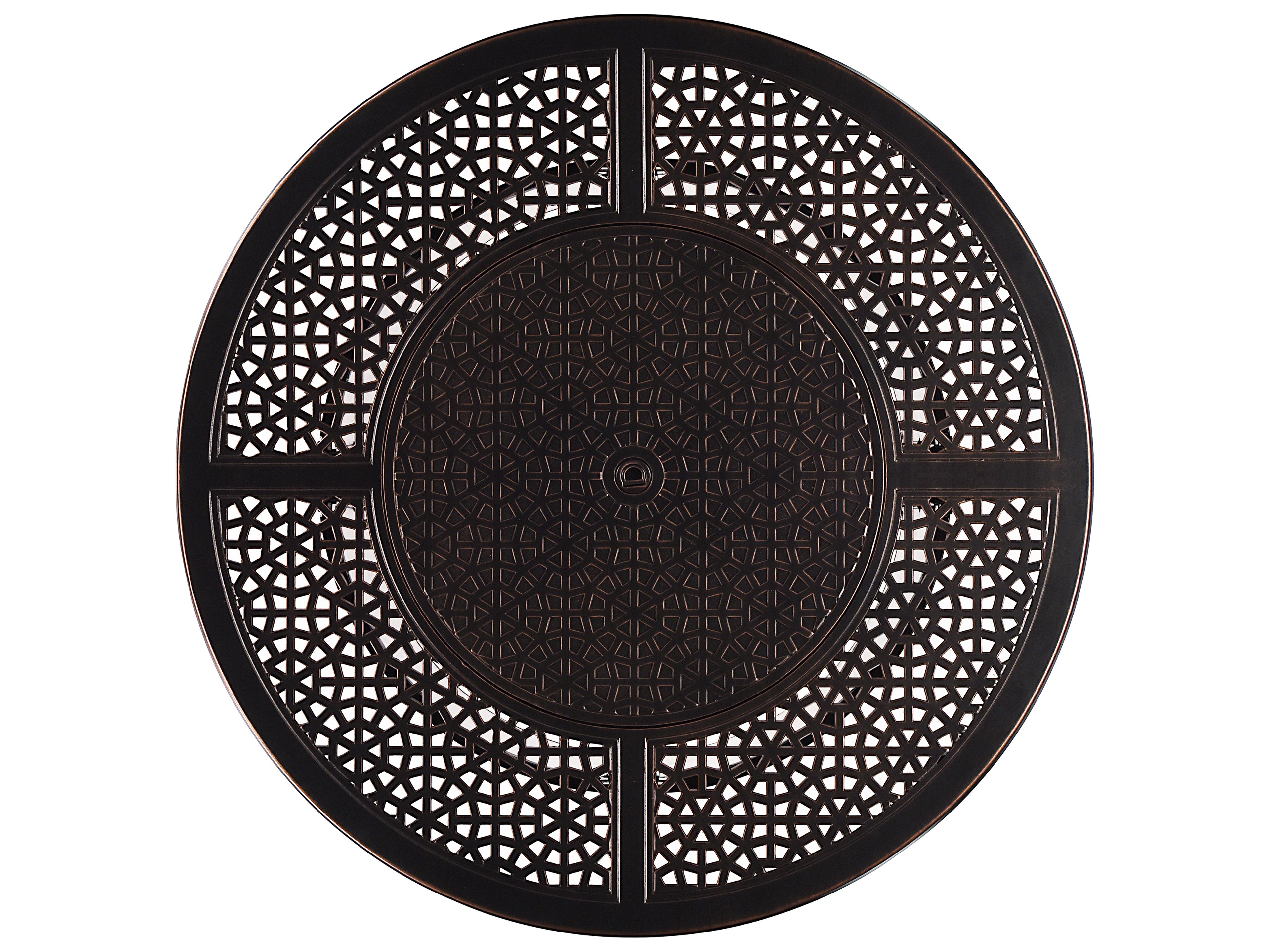 Oakland Living Aluminum Round Propane Patio Fire Pit Table with Fire Beads