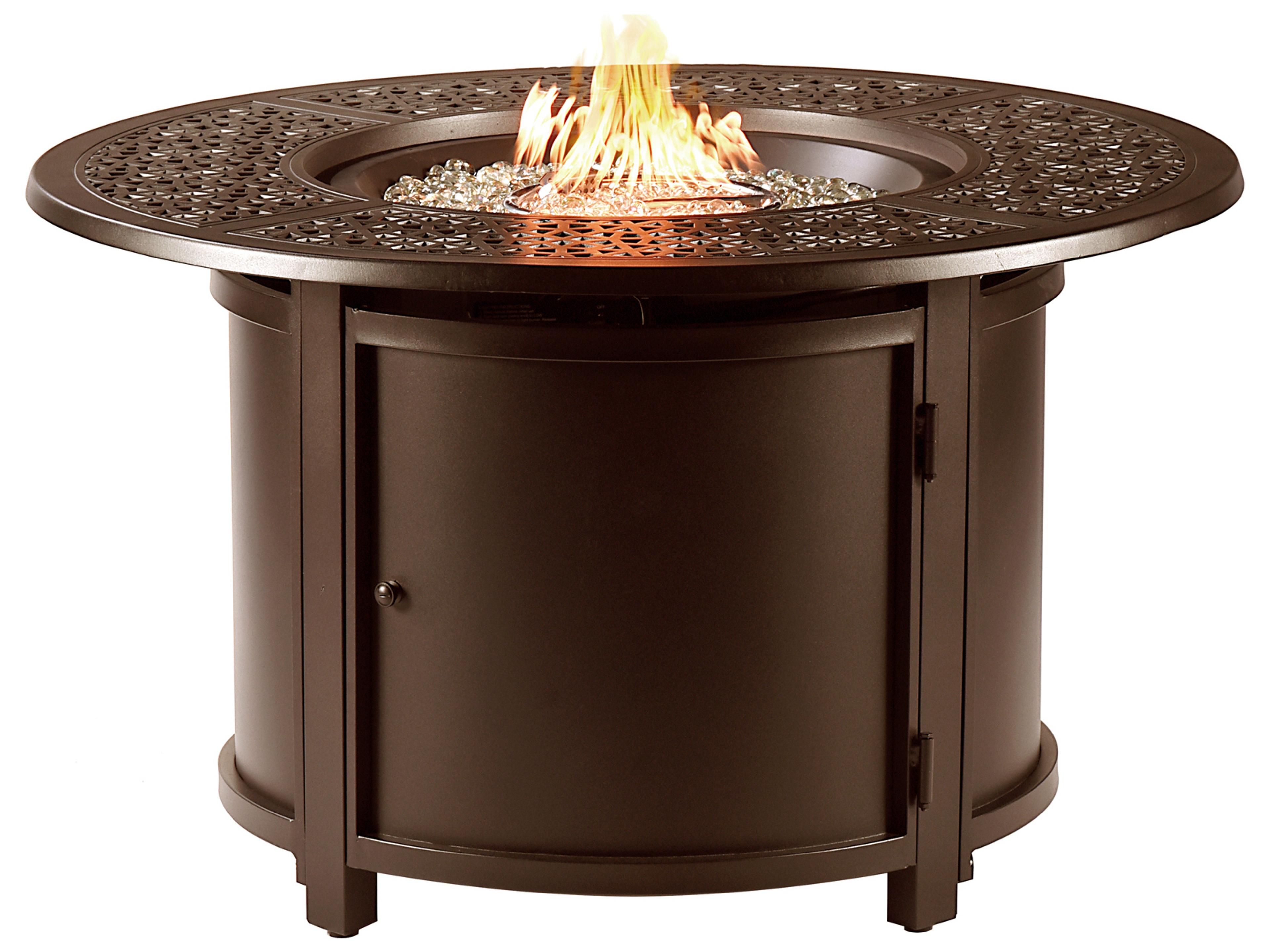 Round Aluminum Propane Outdoor Fire Pit Table with Glass Beads