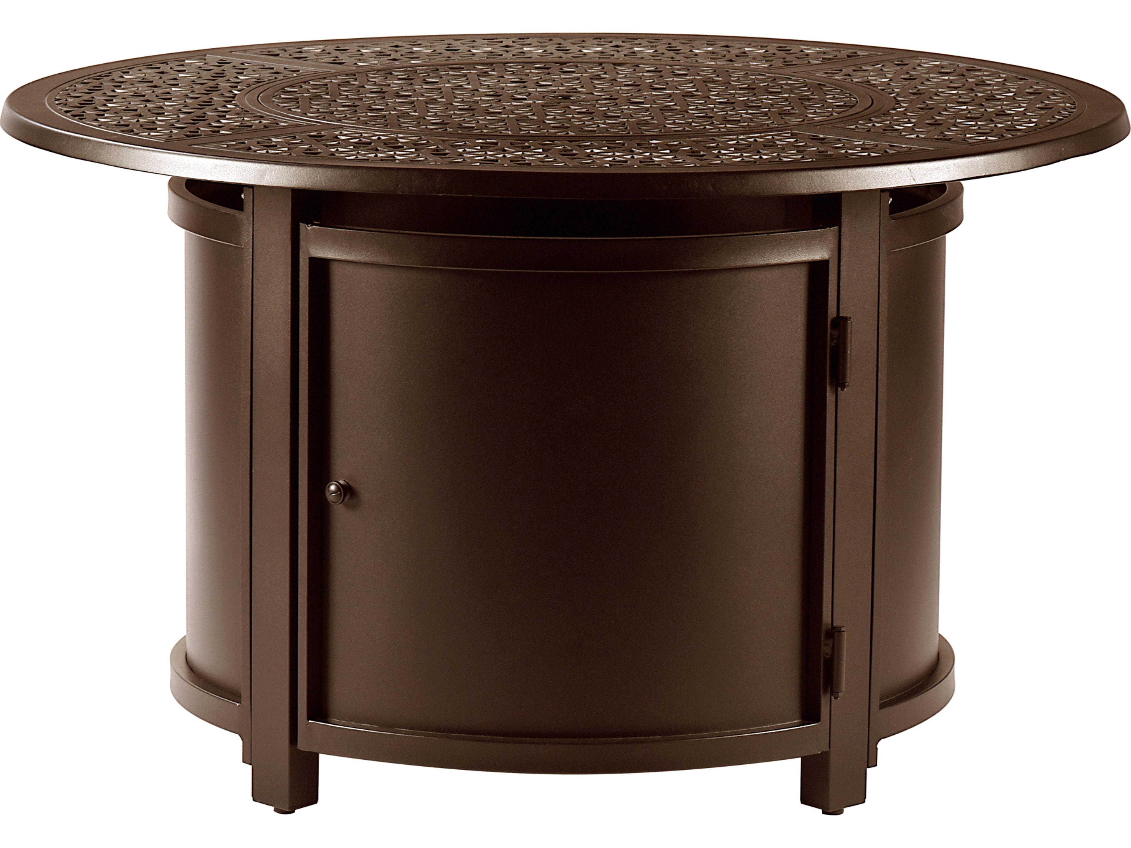 Oakland Living Round Aluminum Propane Outdoor Fire Pit Table with Glass Beads