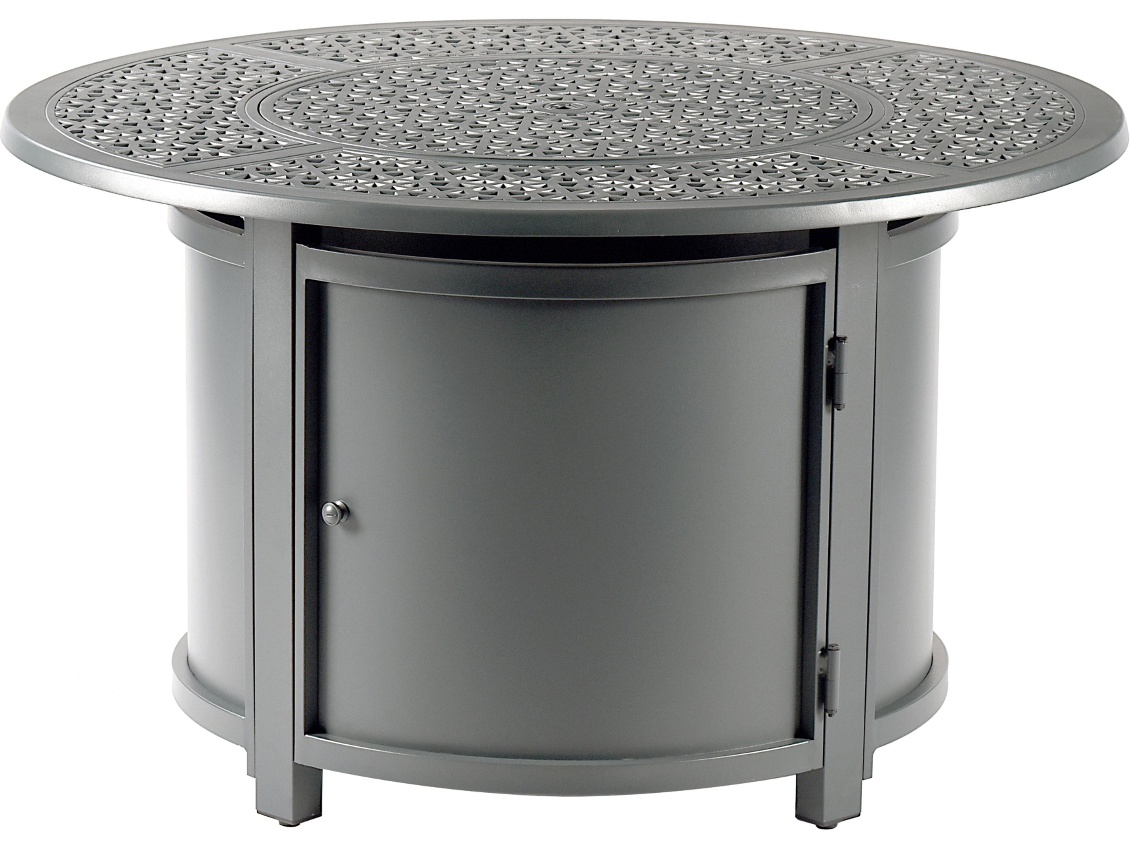 Oakland Living Round Aluminum Propane Outdoor Patio Fire Pit Table with Glass Beads