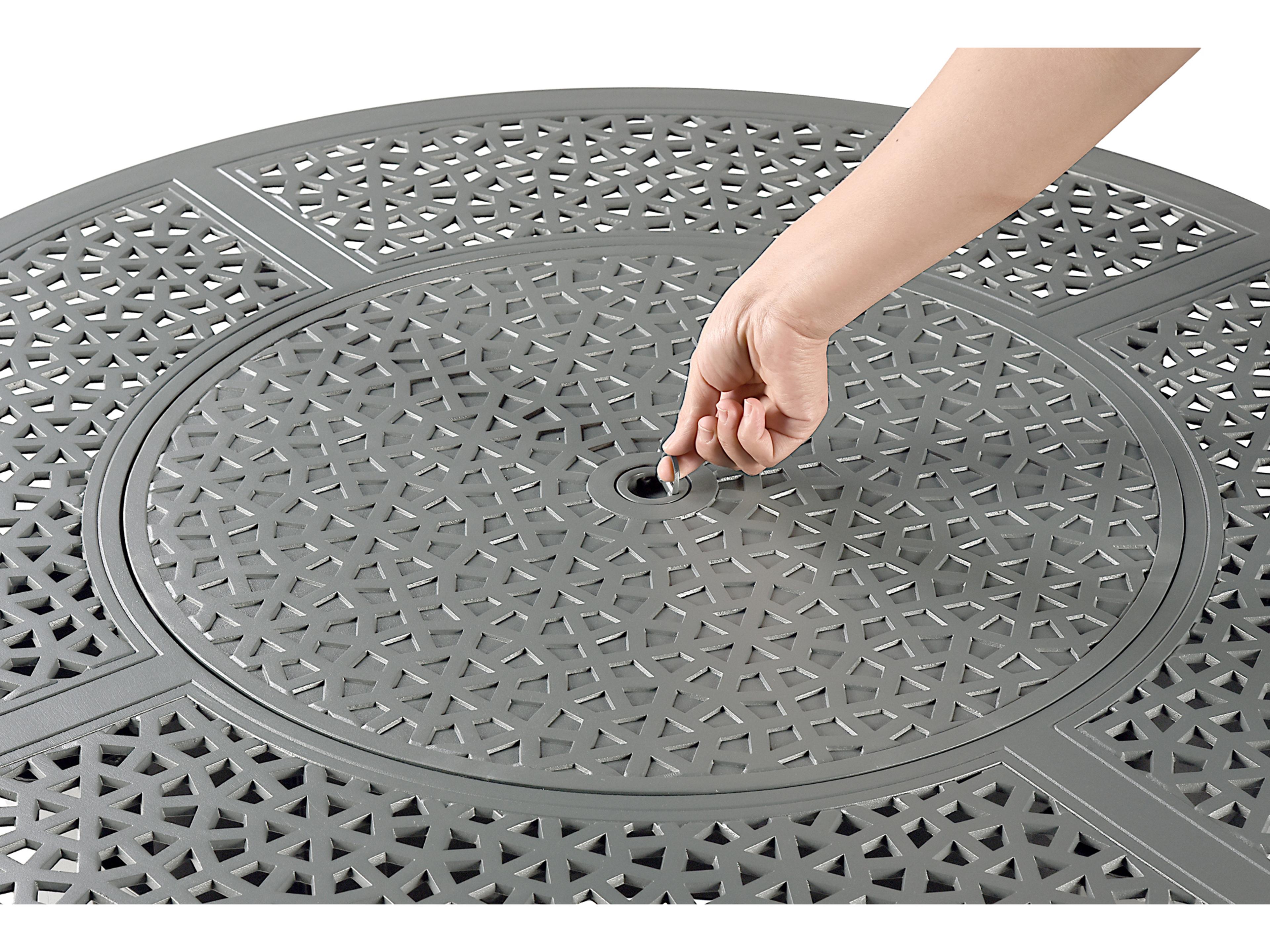 Oakland Living Round Aluminum Propane Outdoor Patio Fire Pit Table with Glass Beads