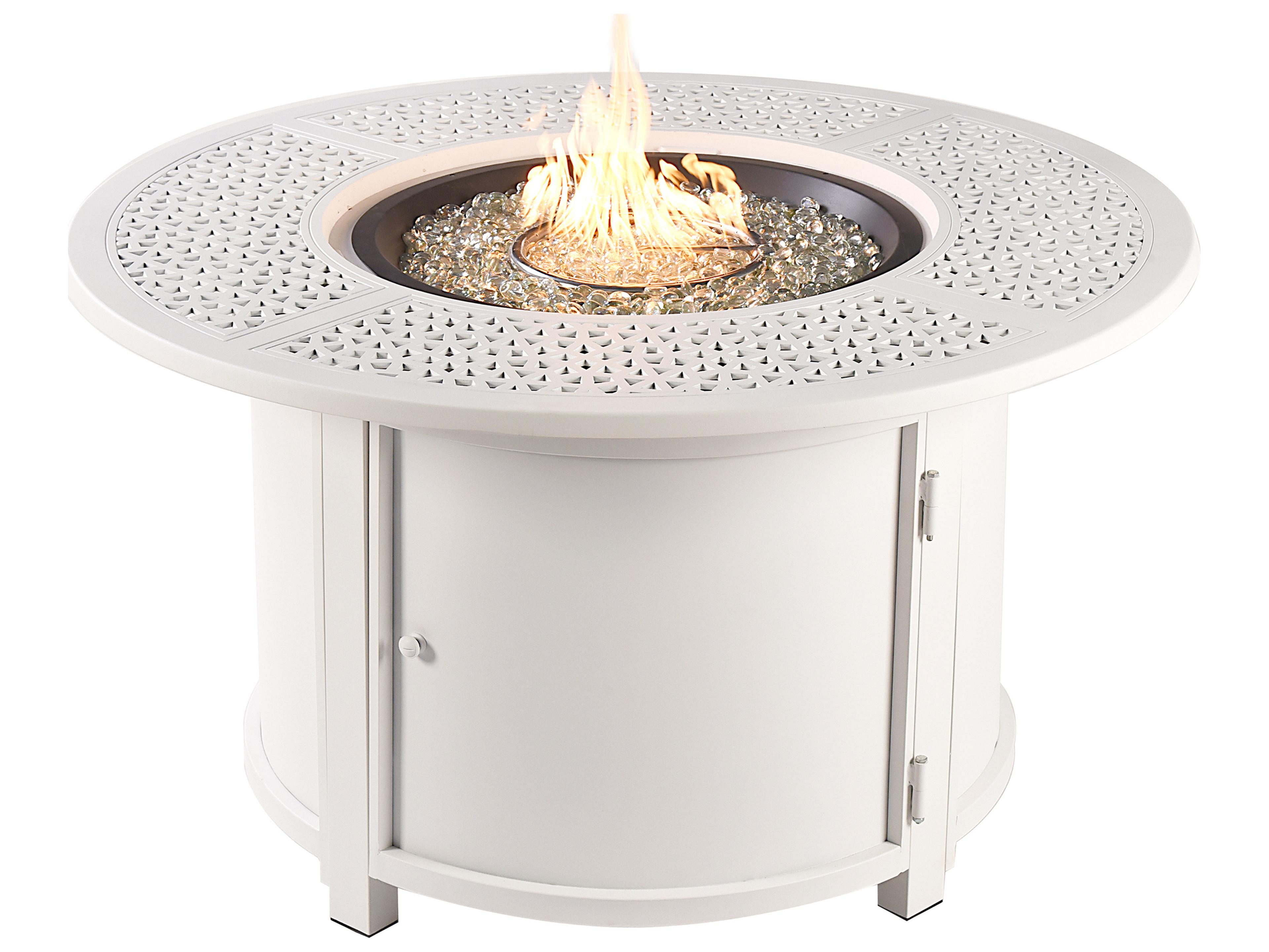 Round Aluminum Propane Patio Fire Pit Table with Glass Beads