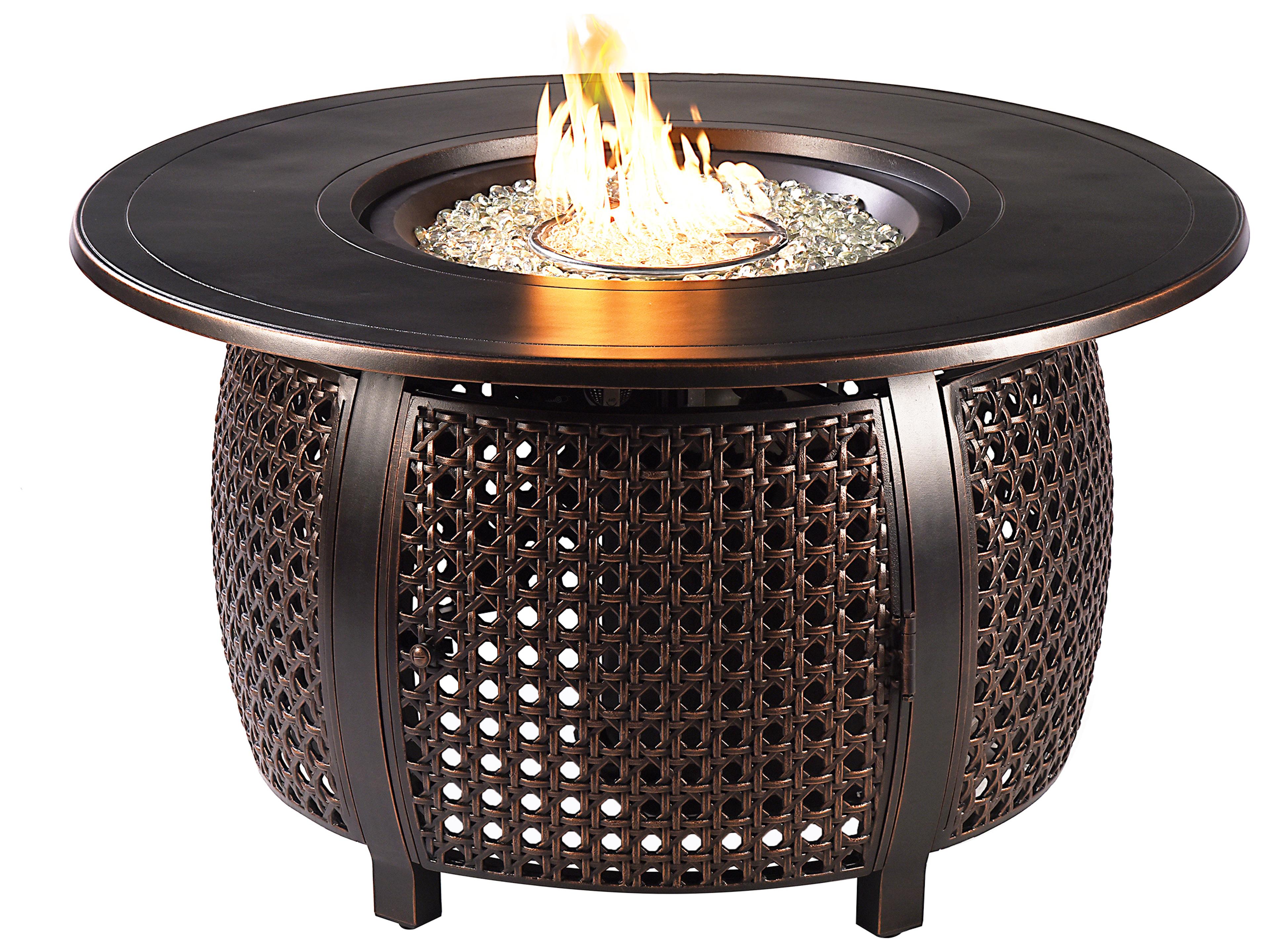 Oakland Living Aluminum 44'' Round Antique Copper Fire Pit Table Set