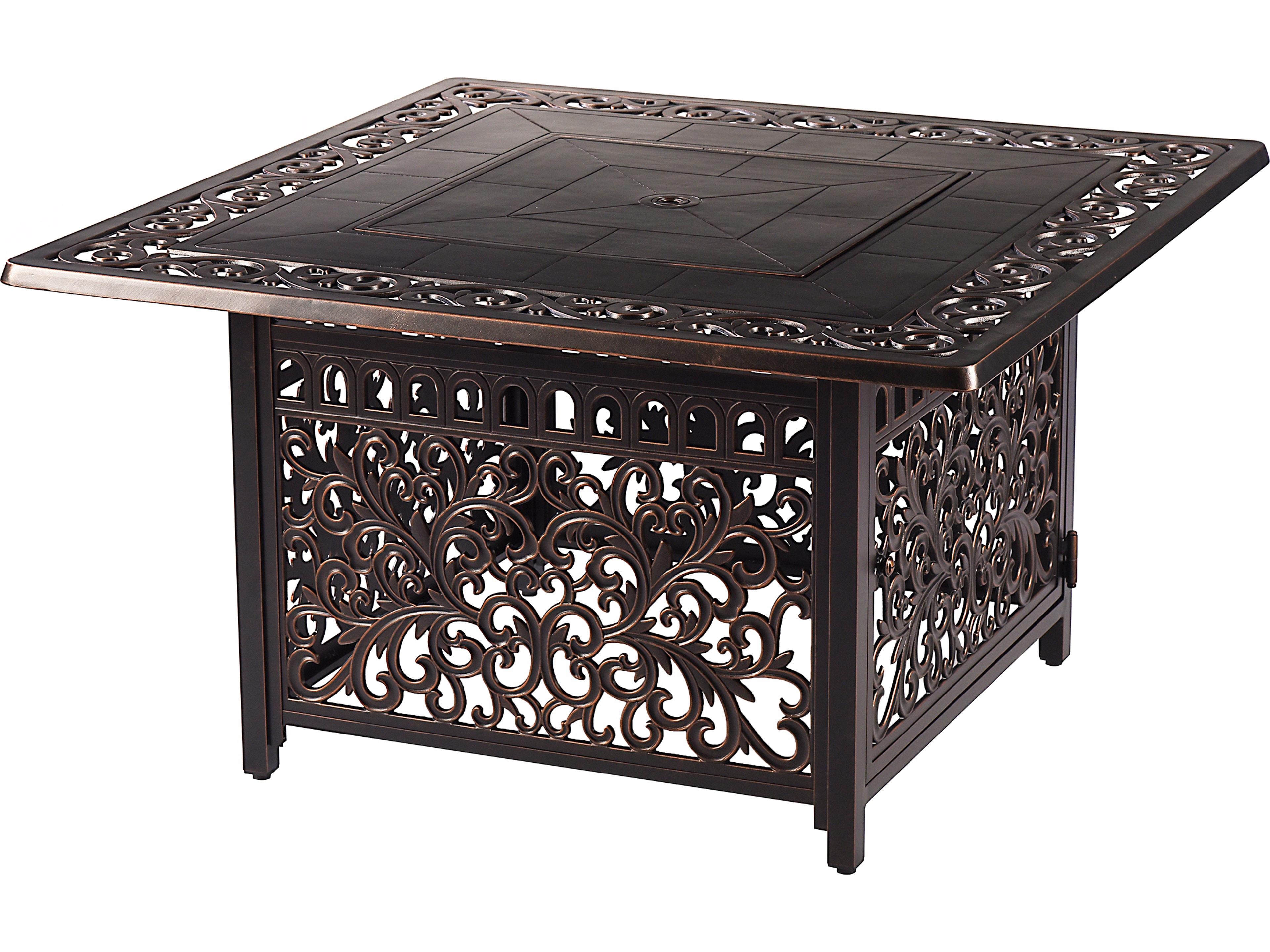 Oakland Living Aluminum 42'' Square Antique Copper Fire Pit Table Set