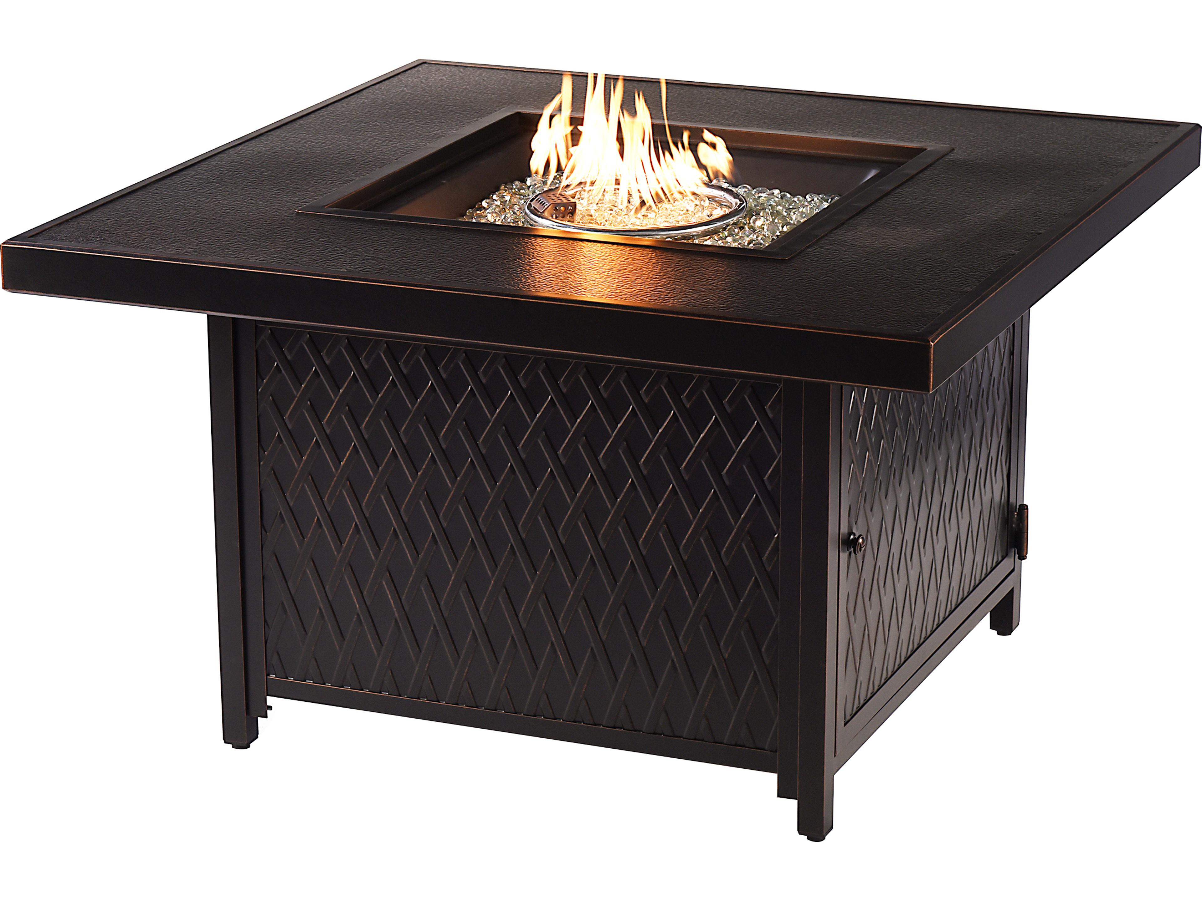 Square Aluminum Propane Outdoor Patio Fire Pit Table with Glass Beads