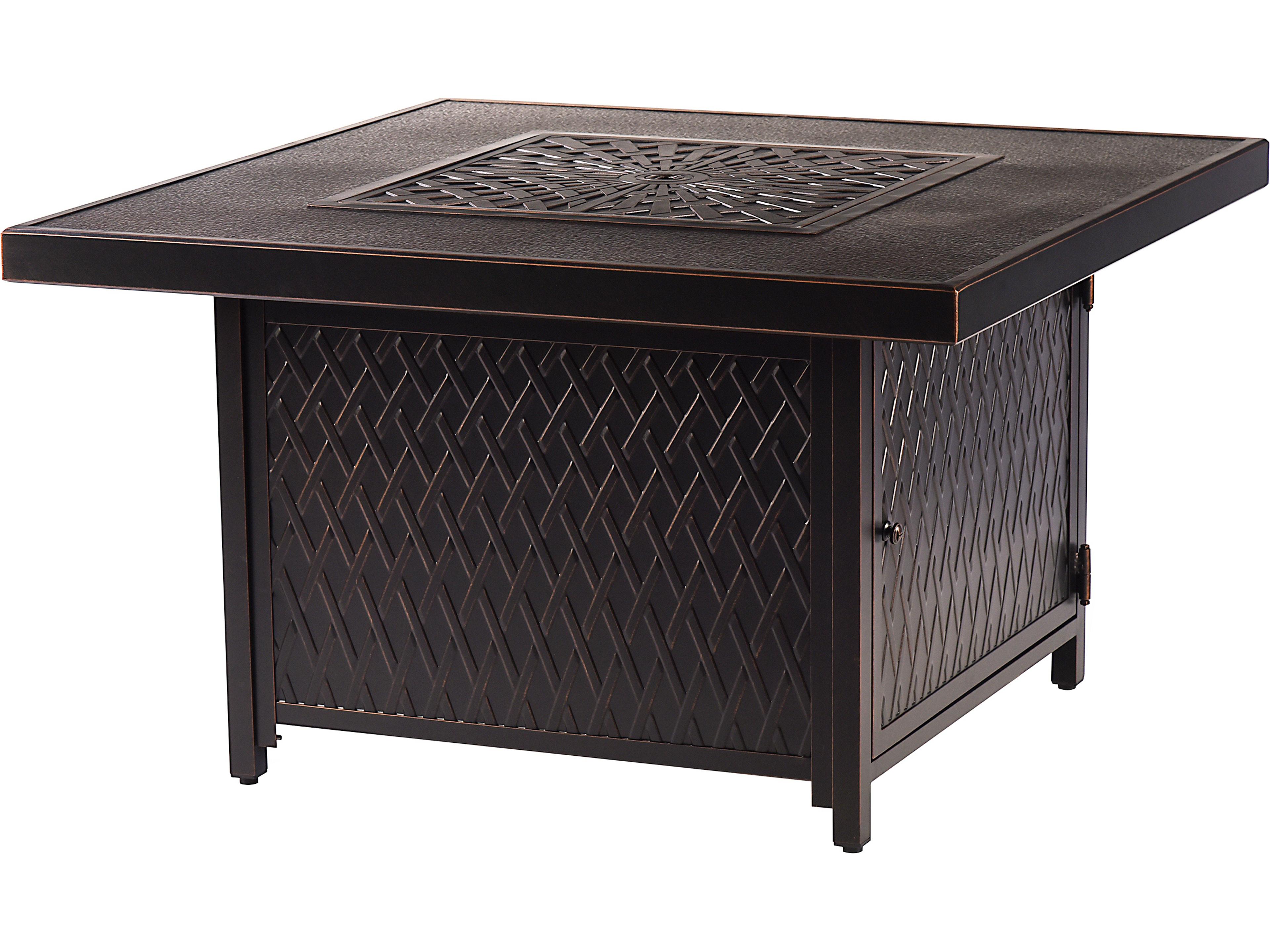 Oakland Living Square Aluminum Propane Outdoor Patio Fire Pit Table with Glass Beads