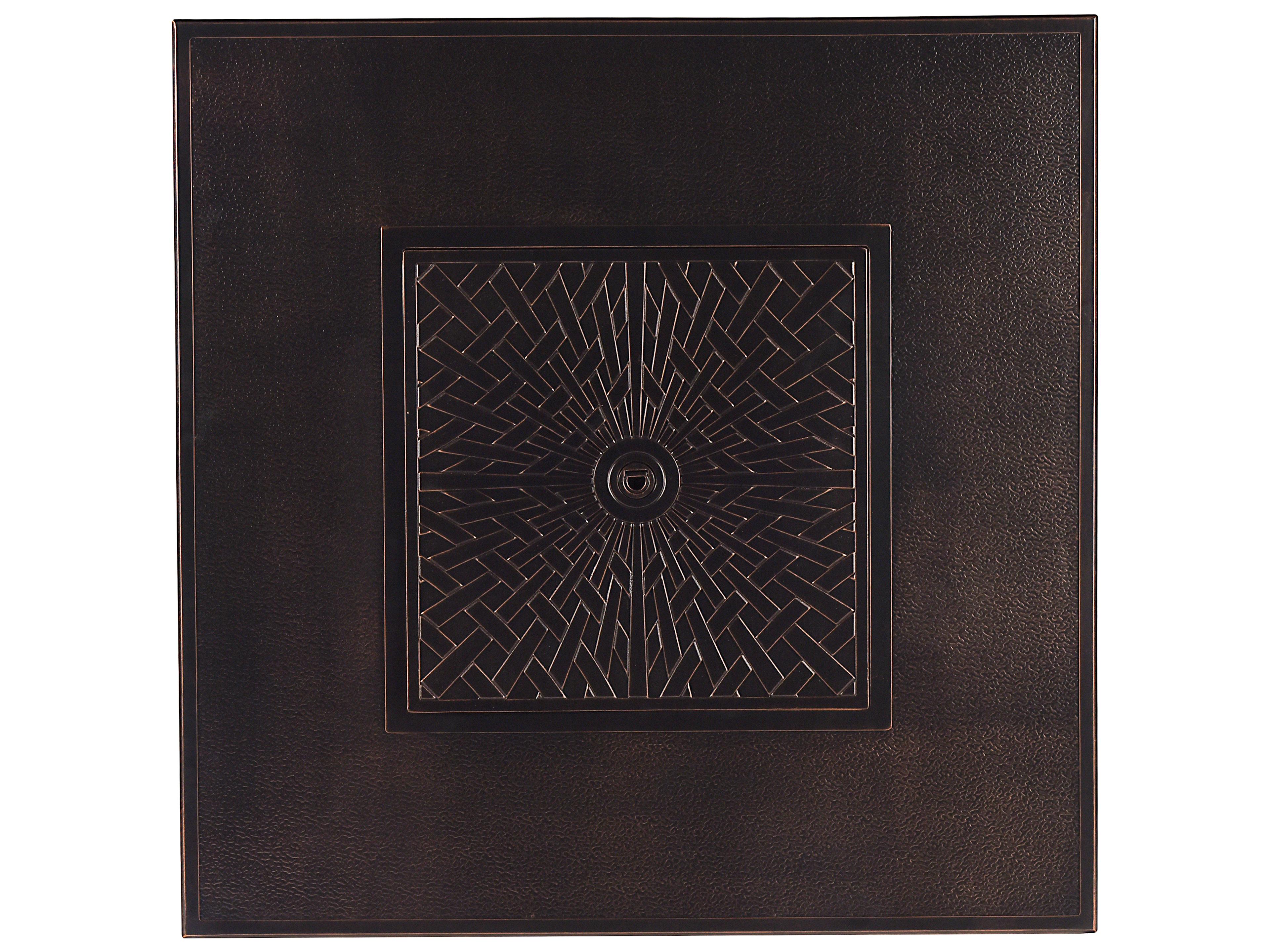 Oakland Living Square Aluminum Propane Outdoor Patio Fire Pit Table with Glass Beads