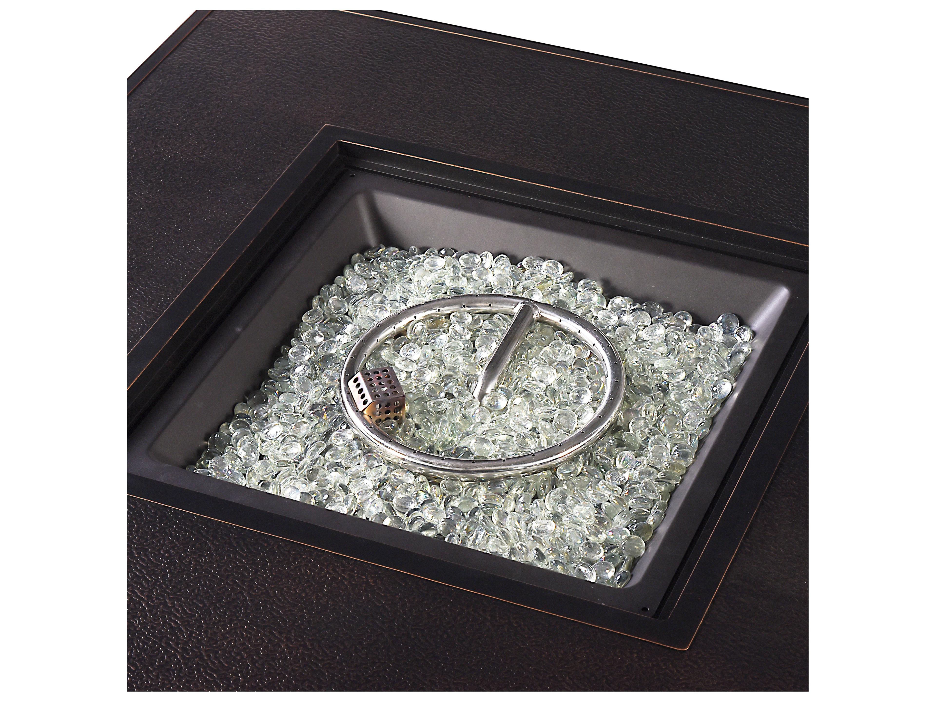 Oakland Living Square Aluminum Propane Outdoor Patio Fire Pit Table with Glass Beads