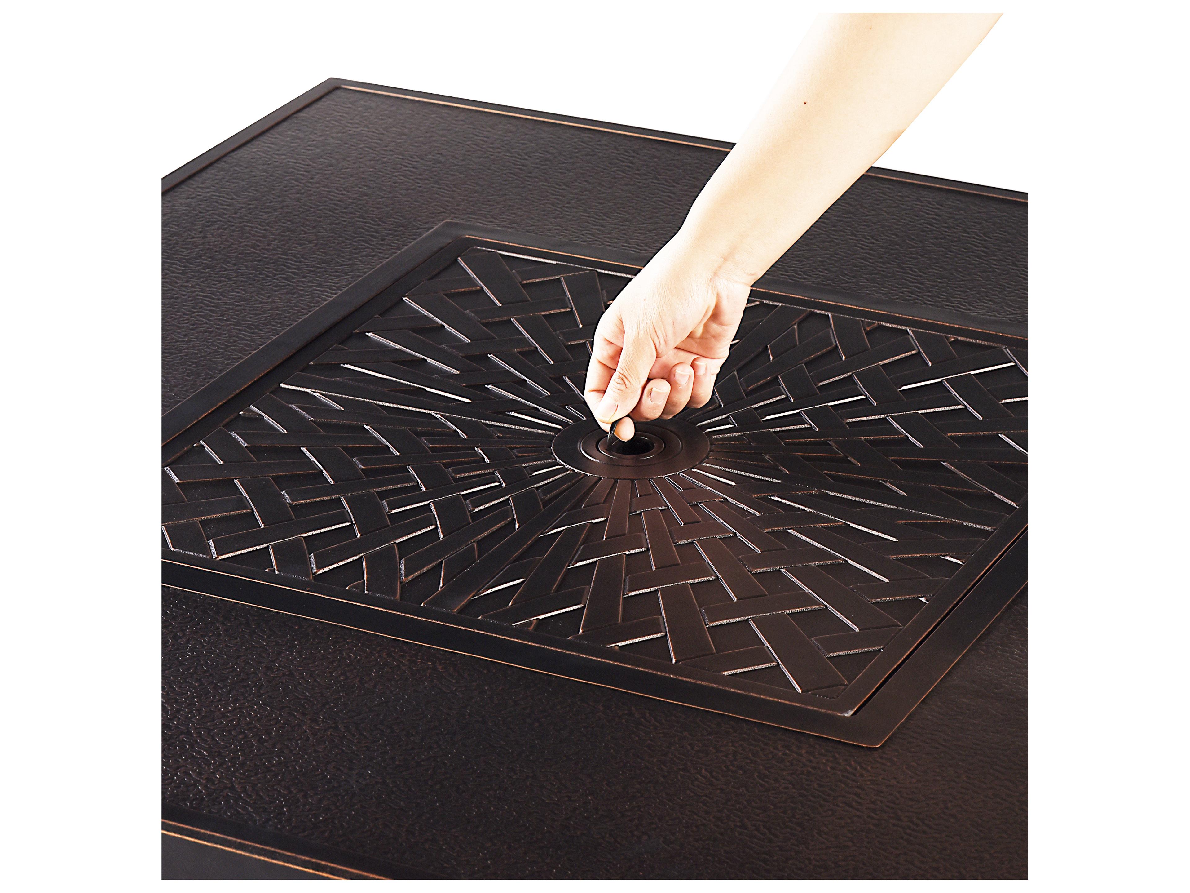 Oakland Living Square Aluminum Propane Outdoor Patio Fire Pit Table with Glass Beads