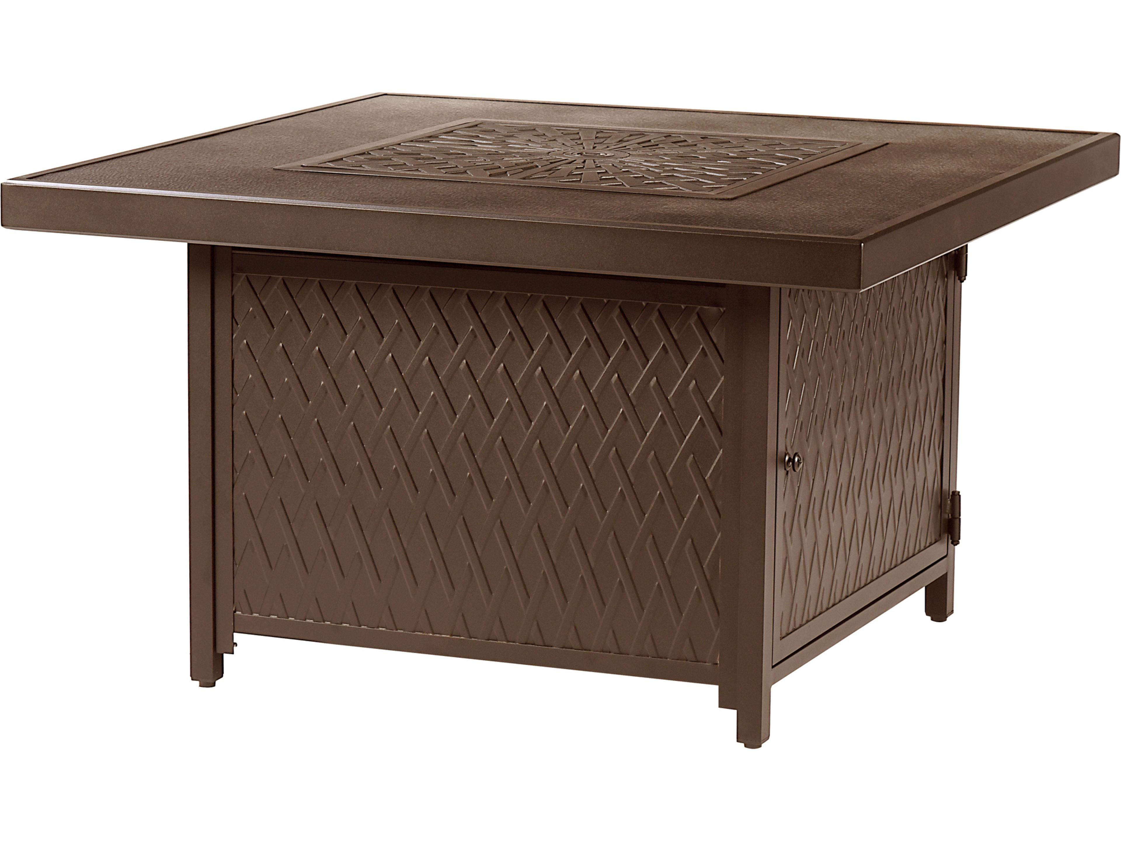 Oakland Living Square Aluminum Propane Patio Fire Pit Table with Glass Beads