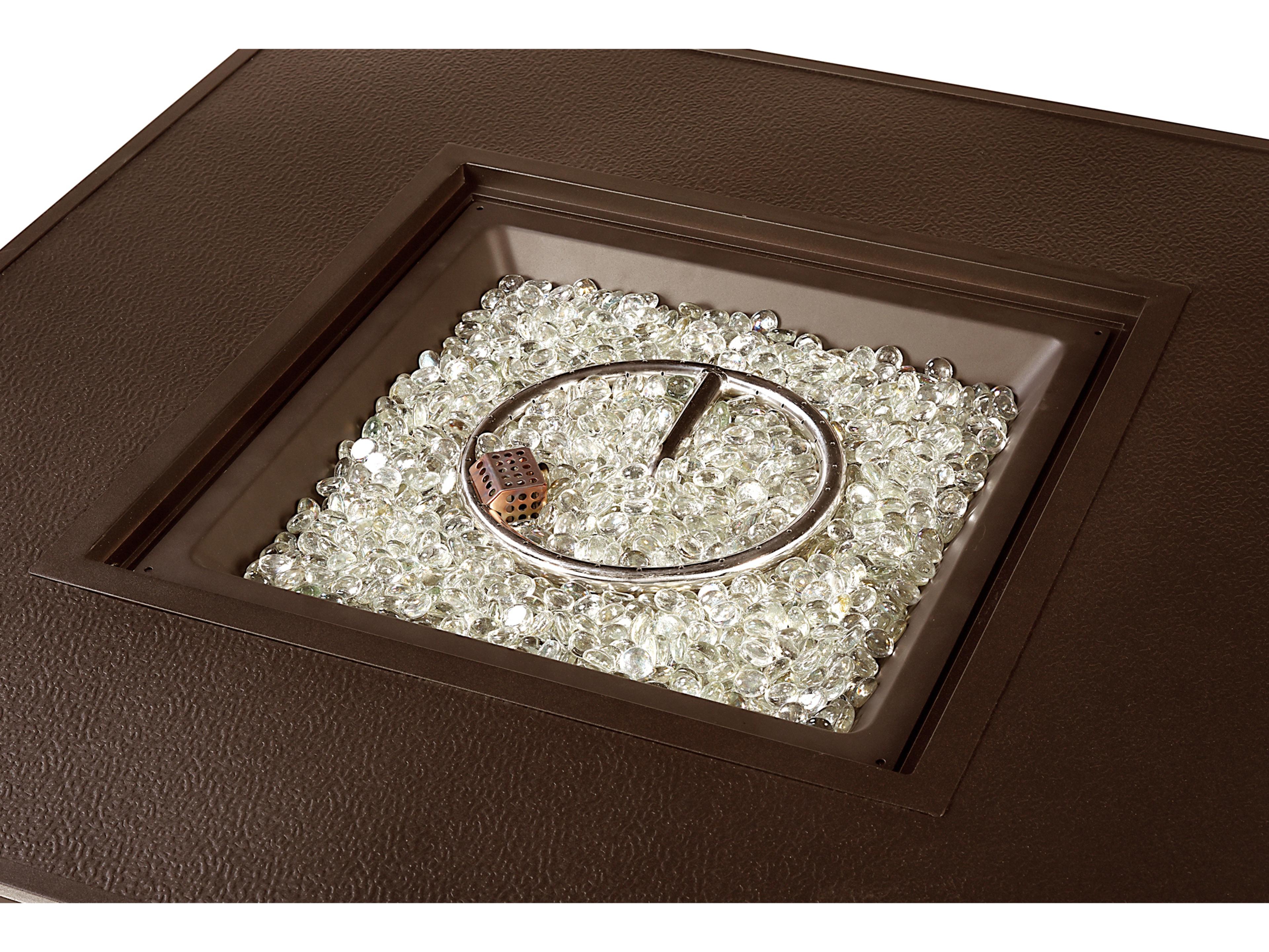 Oakland Living Square Aluminum Propane Patio Fire Pit Table with Glass Beads