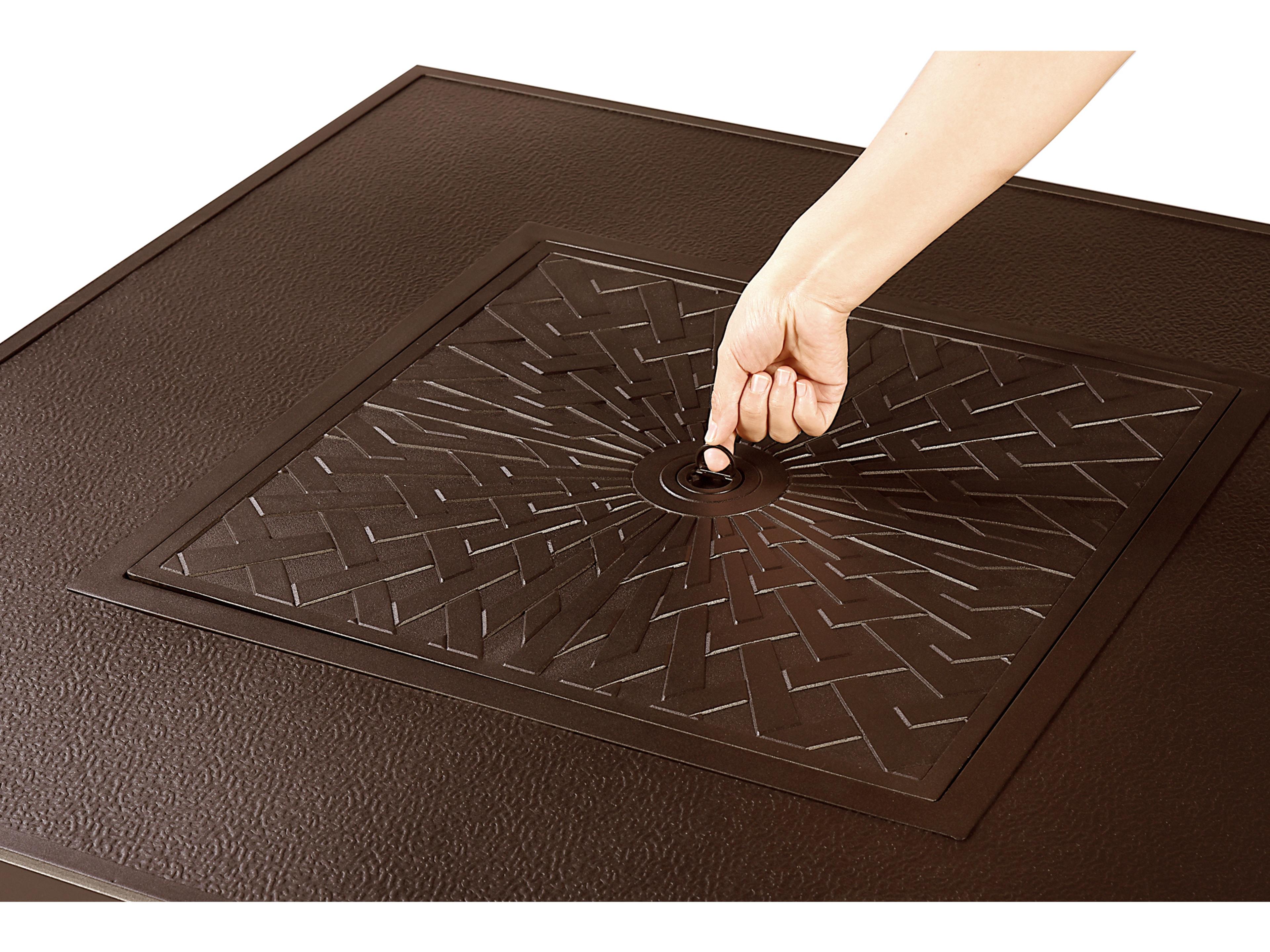 Oakland Living Square Aluminum Propane Patio Fire Pit Table with Glass Beads