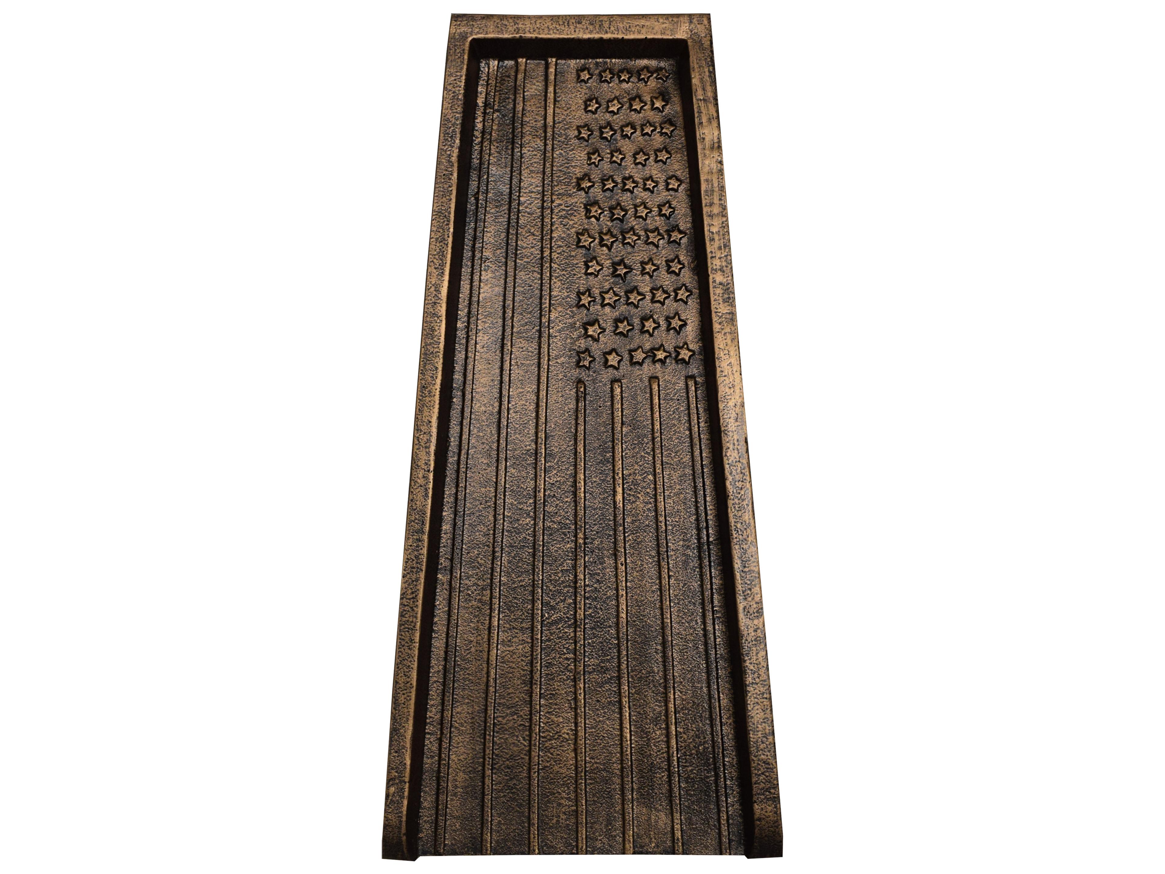 Bronze USA Patriotic Flag Cast Aluminum Downspout Gutter 24'' Splash Block